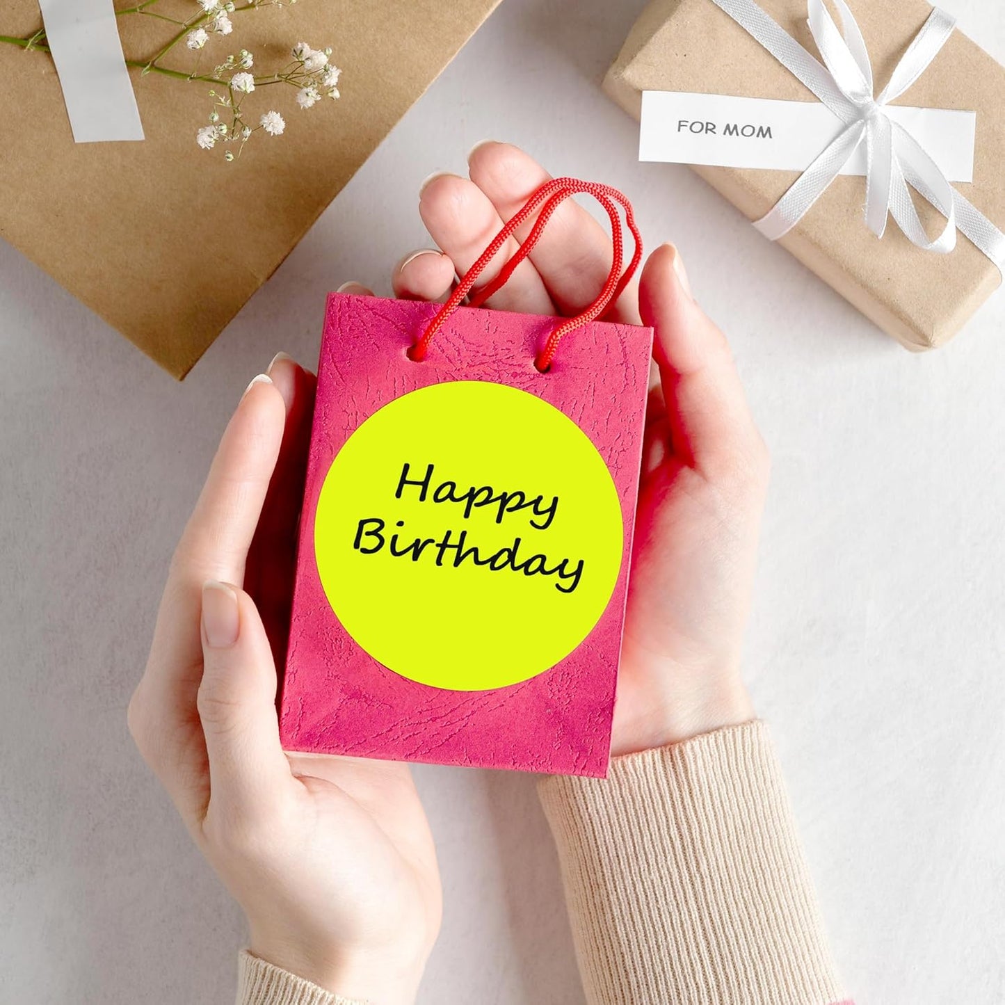 PARLAIM 3" Diameter Round Fluorescent Yellow Color Coding Sticker, 4 Rolls 2000PCS Circle Dot Label,Permanent for Inventory Box Labeling