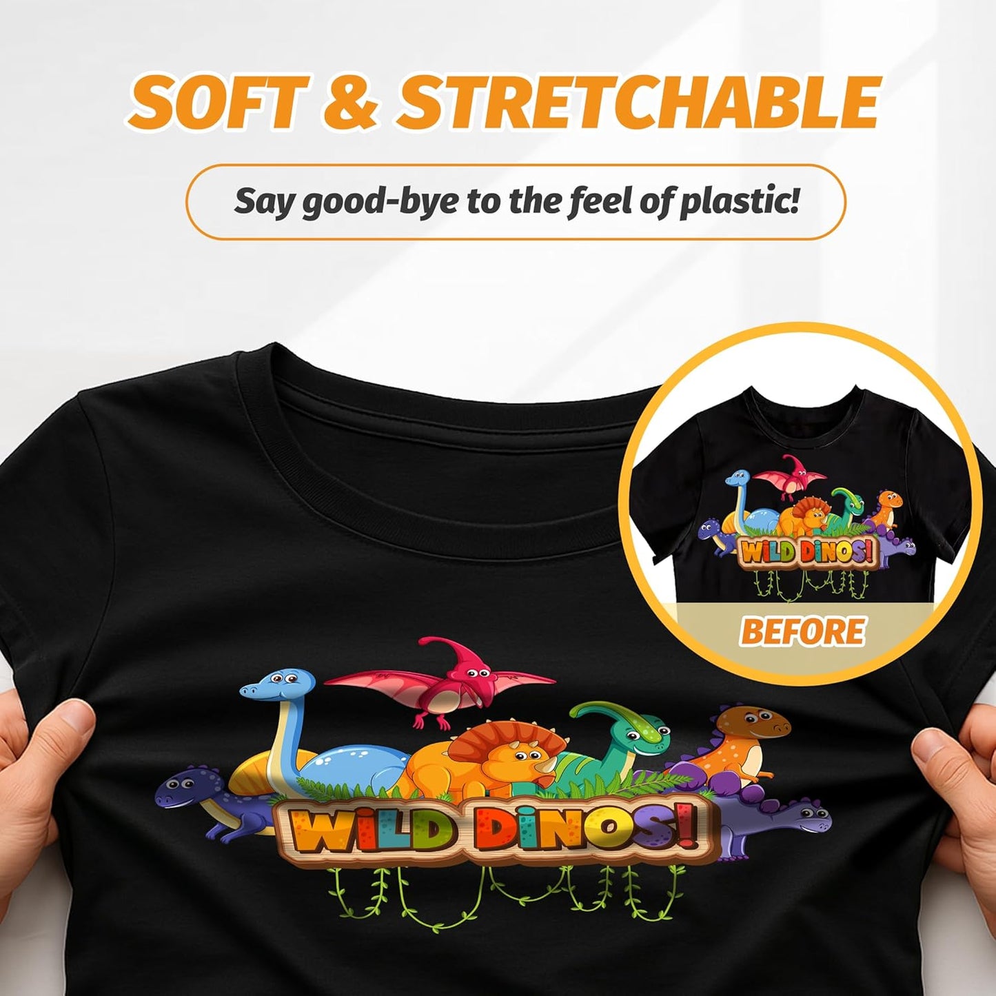 TransOurDream Dark Heat Transfer Paper for Inkjet Printer (20 Sheets, 8.5x11") Iron on Transfers for Dark Fabric, Printable Heat Transfer Vinyl for T Shirts, Stretchable & Washable