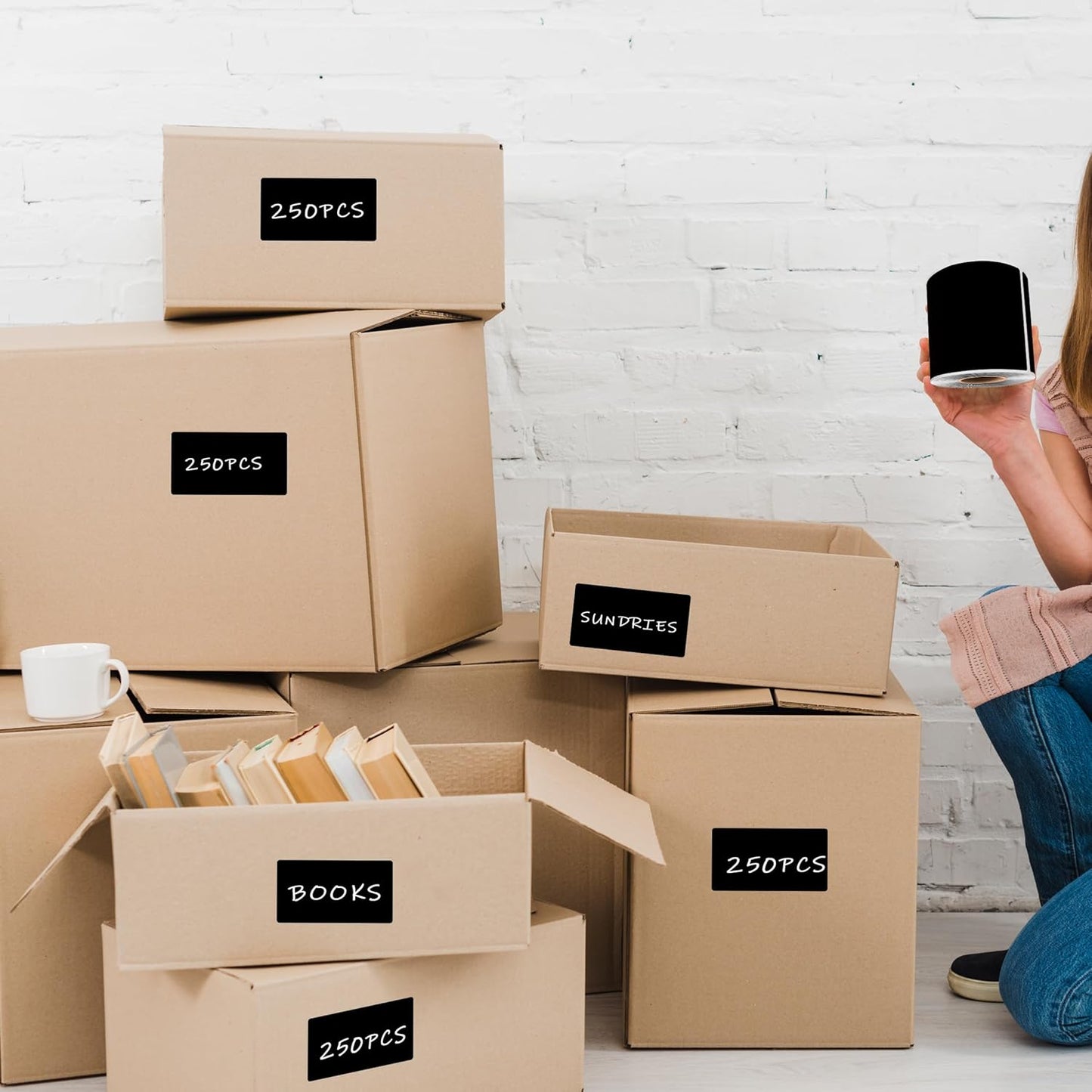 3 x 5 Inch 250Pcs Rectangle Color Coding Stickers,Strong Adhesion Easy to Write Label for Moving,Box Organization,Inventory,Business,Black