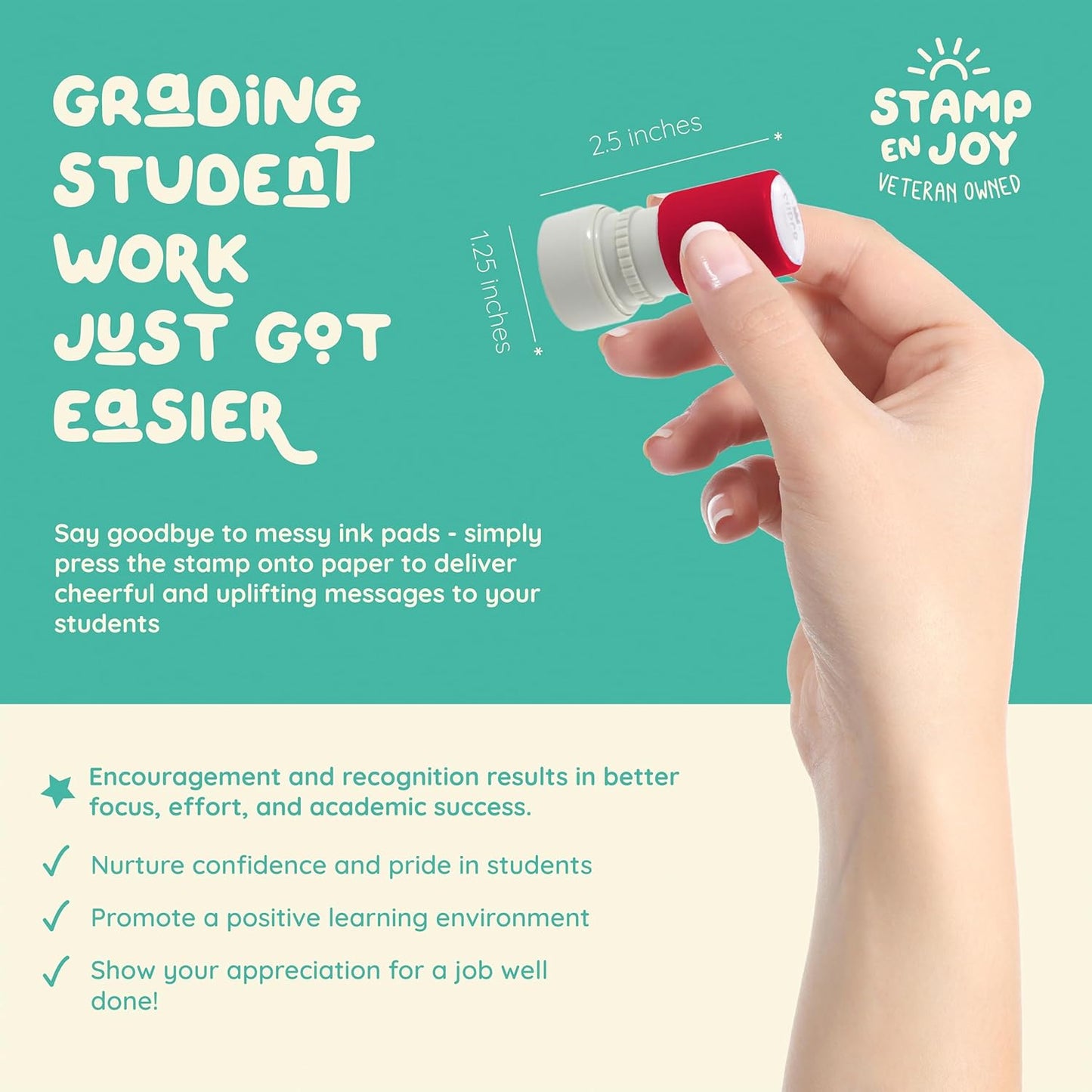 8 Self-Ink Flash Stamp Set, Multicolor Teacher Stamps for Classroom, Stamps for Teachers, Pre-Inked, Refillable Stamps (Inspiration Set v2)