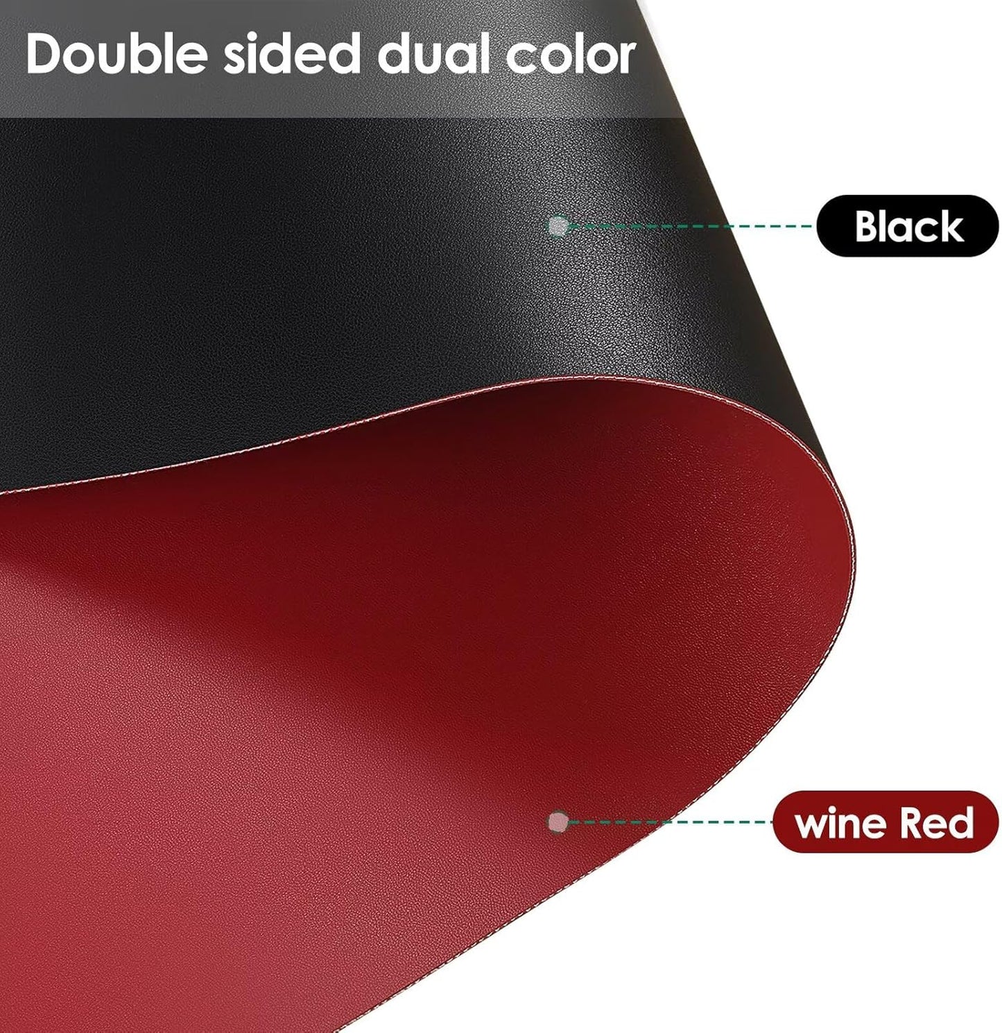 Leather Table Cover,1.8mm Thick,42x72 Inch Table Protector,Table Protector for Dining Room Table,Dining Room Table Protector Pad.(Black+Wine Red,42x72)