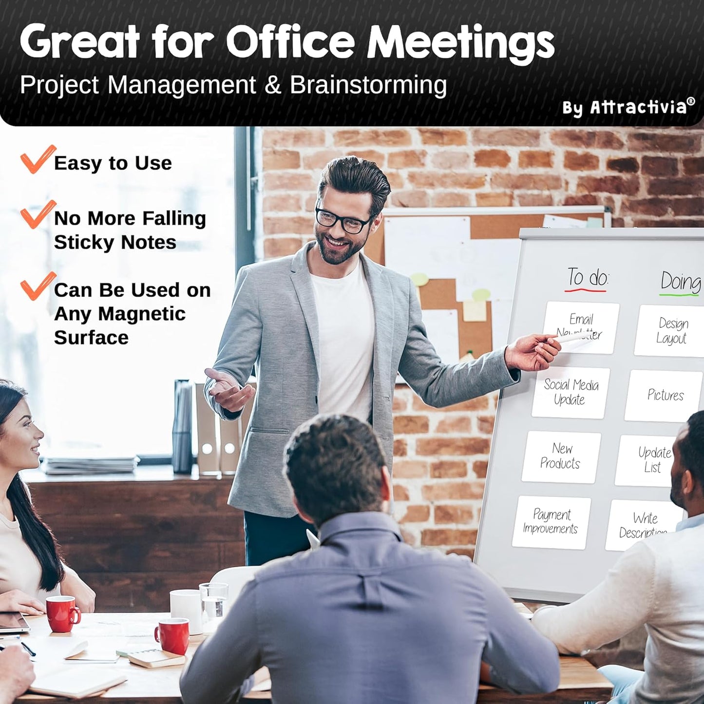 Dry Erase Magnetic Labels 5.6 x 3.7 in, Dry Erase Magnets, 36-Pack, White Erasable Write-On All-Purpose Labels, for Office, Education, Home, Whiteboard