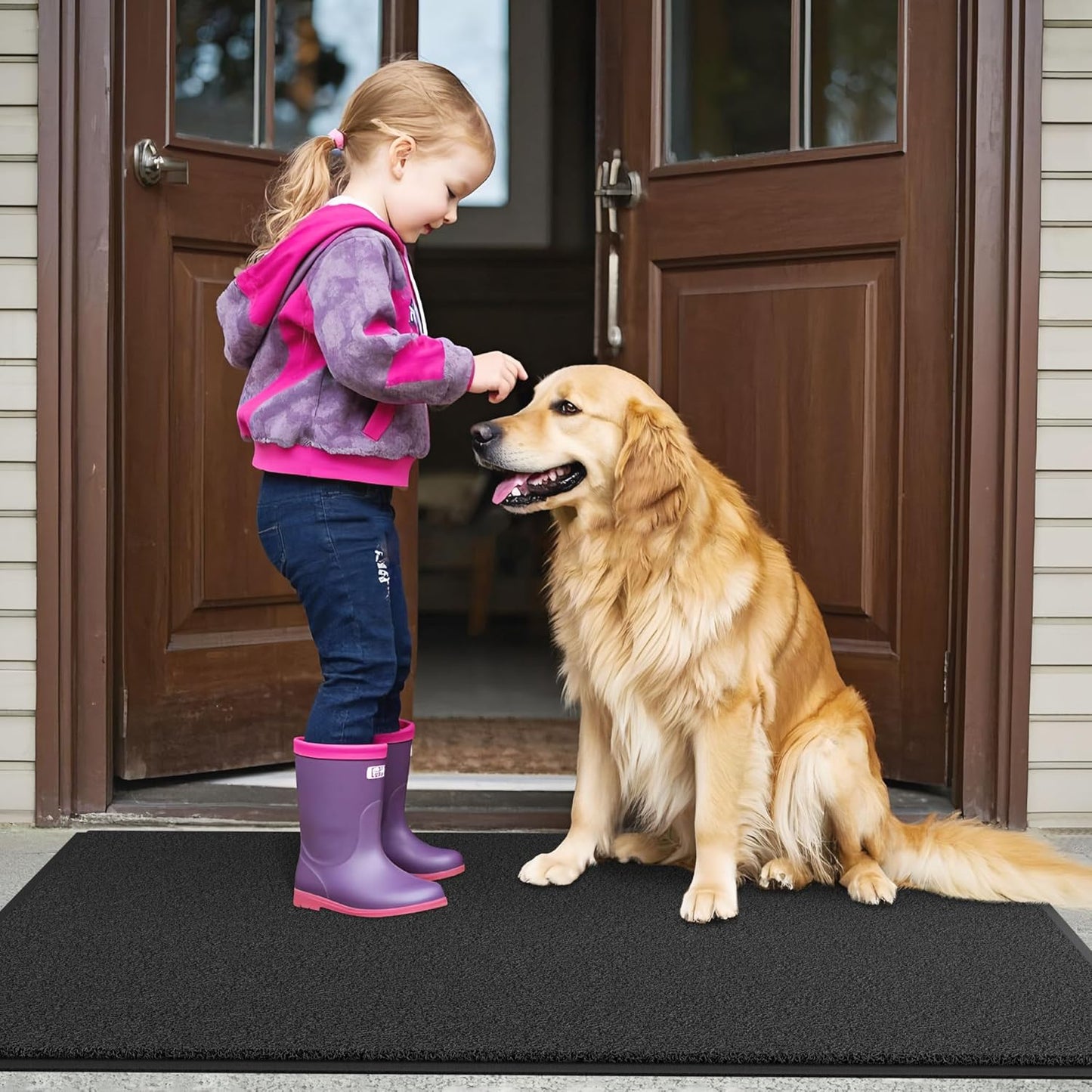 Sturdy Front Door Mat, 72" x 24" Heavy Duty Indoor Outdoor Doormat for Entryway, Fade Resistant, Waterproof Low Profile Entry Mat, Non Slip Welcome Mat for Outside Entrance, Patio, Home