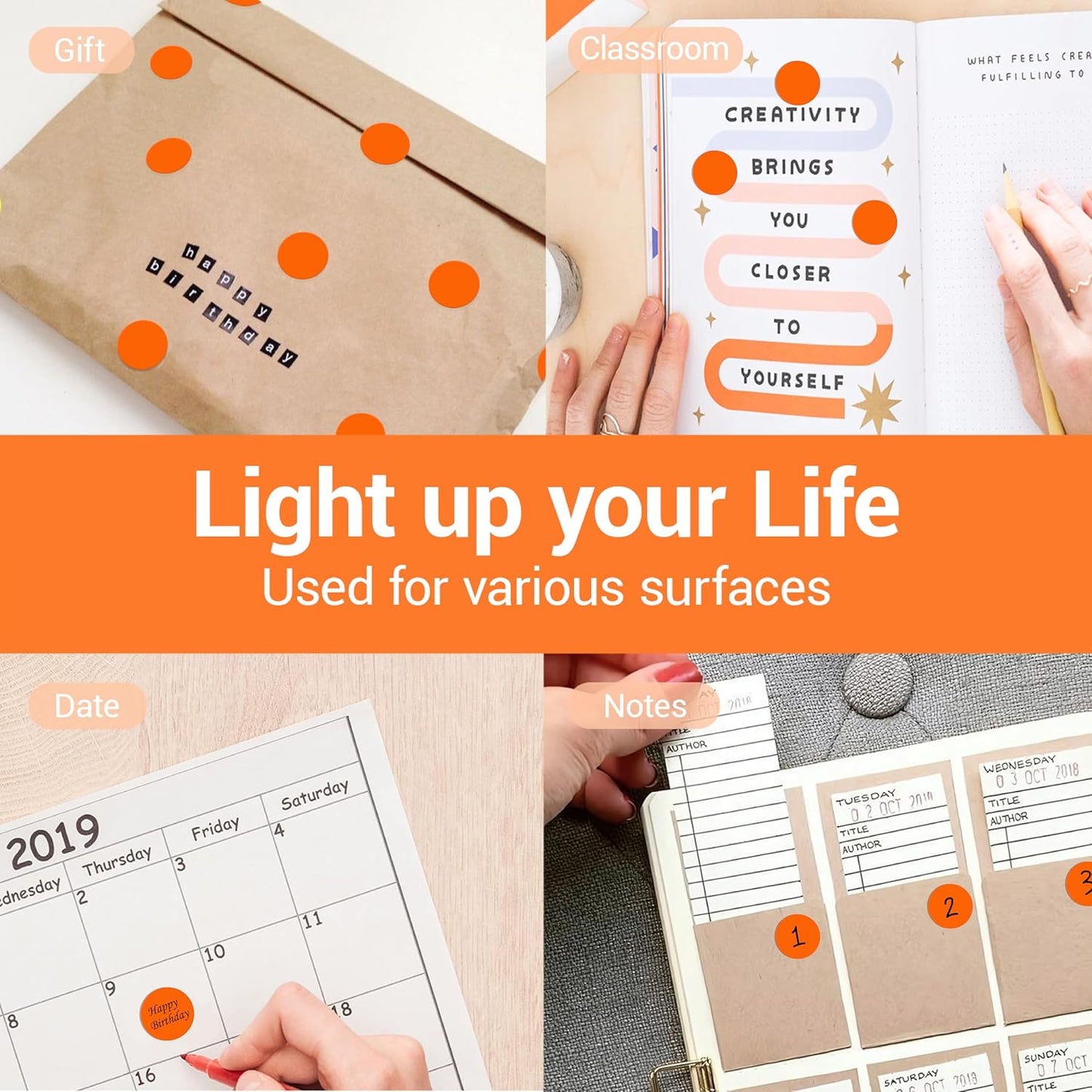 1 Inch Circle Dot Stickers 1000 PCS Color Coding Thermal Labels Dots Writable Printable Small Round Stickers for Office, Classroom, Inventory, Garage, Organizing Storage, DIY, Orange