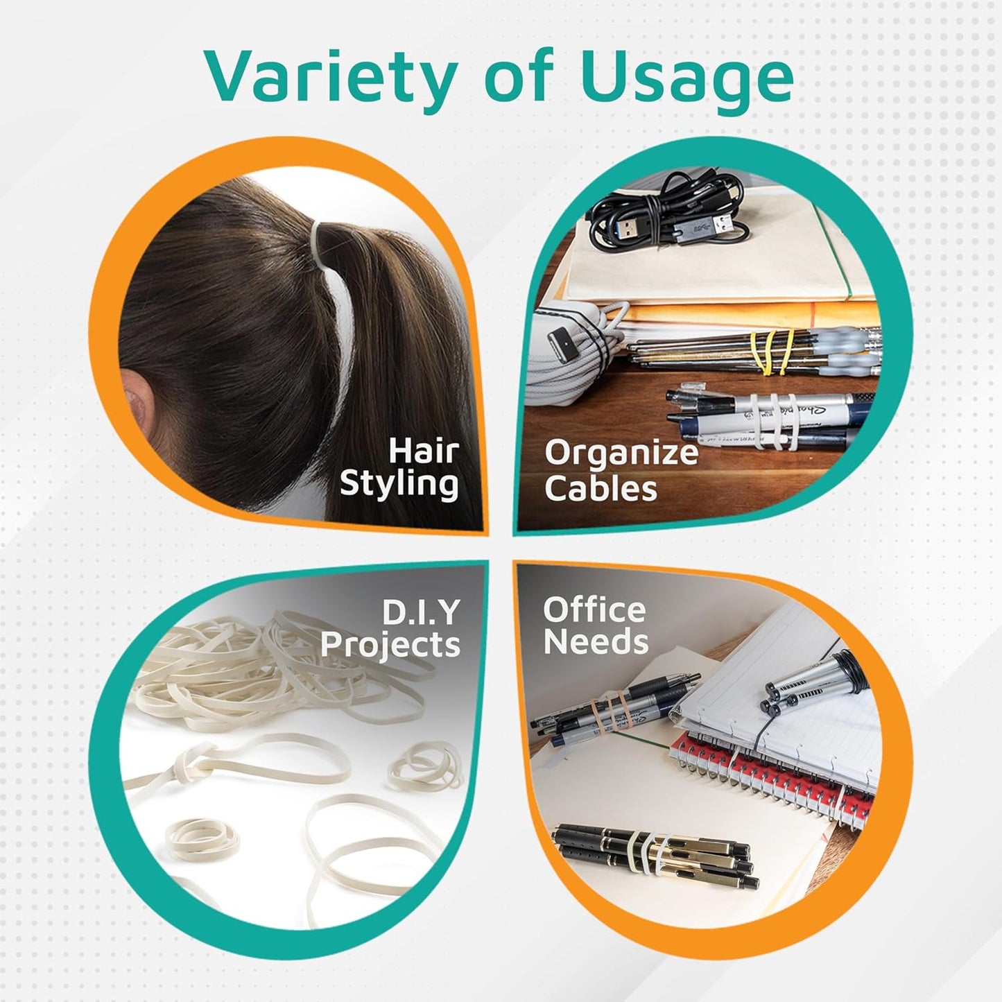 PlasticMill White Rubber Bands Size 33 (3 1/2" x 1/8") - #33 Rubber Bands Office Supplies - Strong, Elastic Bands for Crafts, Balloon Garland, Cash, File Folders (100-Pack)