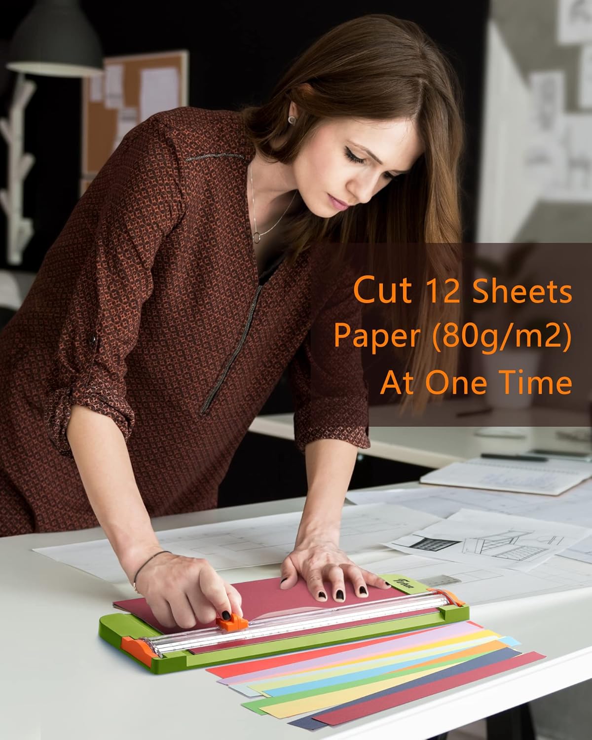 Firbon Grass Green A4 Paper Cutter 12 Inch Titanium Straight Paper Trimmer with Side Ruler for Scrapbooking Craft, Paper, Coupon, Label, Cardstock