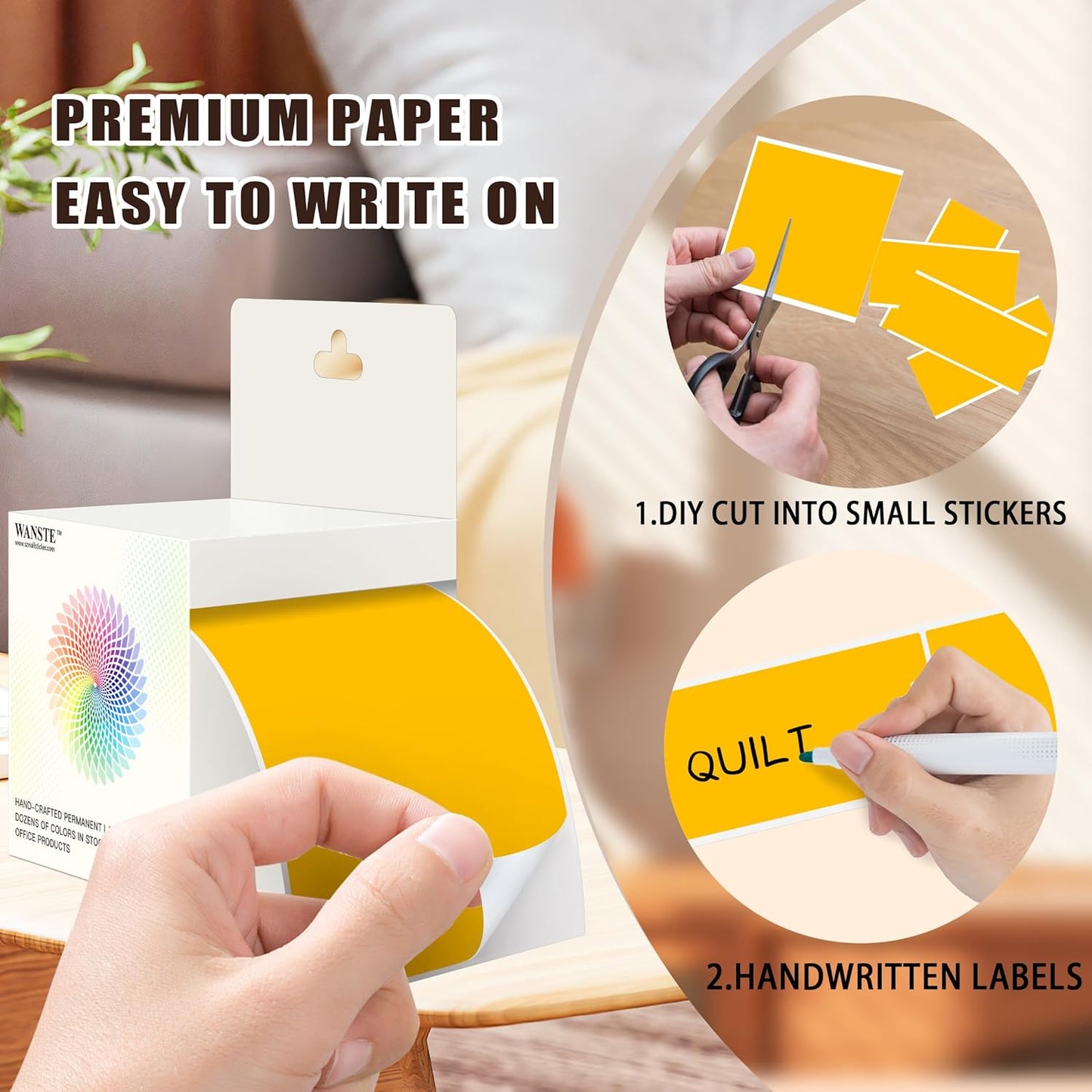 3 x 5 Inch 250Pcs Rectangle Color Coding Stickers,Strong Adhesion Easy to Write Label for Moving,Box Organization,Inventory,Business,Fluorescent Orange