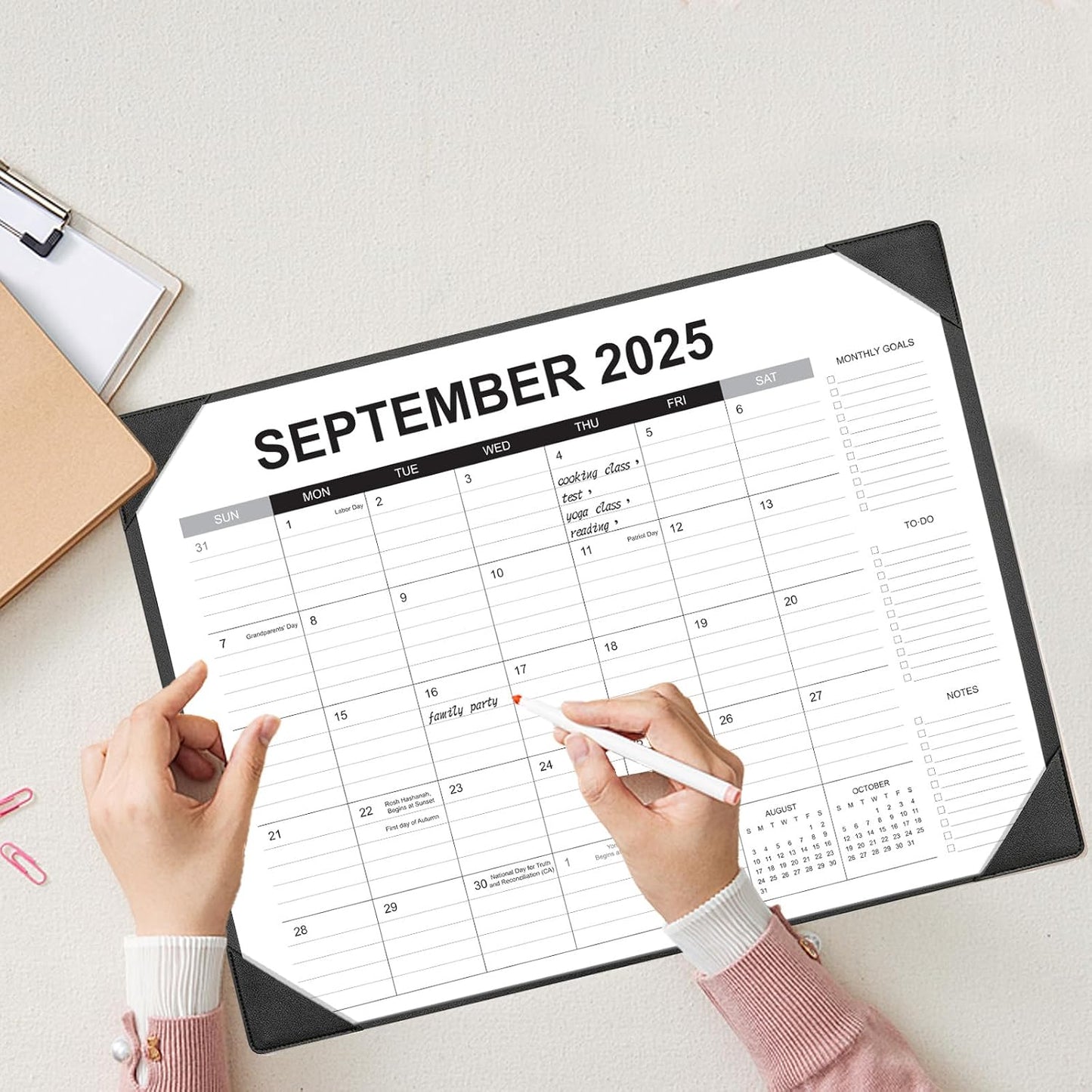 Desk Calendar 2025-2026 with Desk Mat – 22" x 17" Large Desk Pad Calendar Runs From Sep 2025 to Dec 2026, Office Supplies Desktop Monthly Calendar for Home & Office