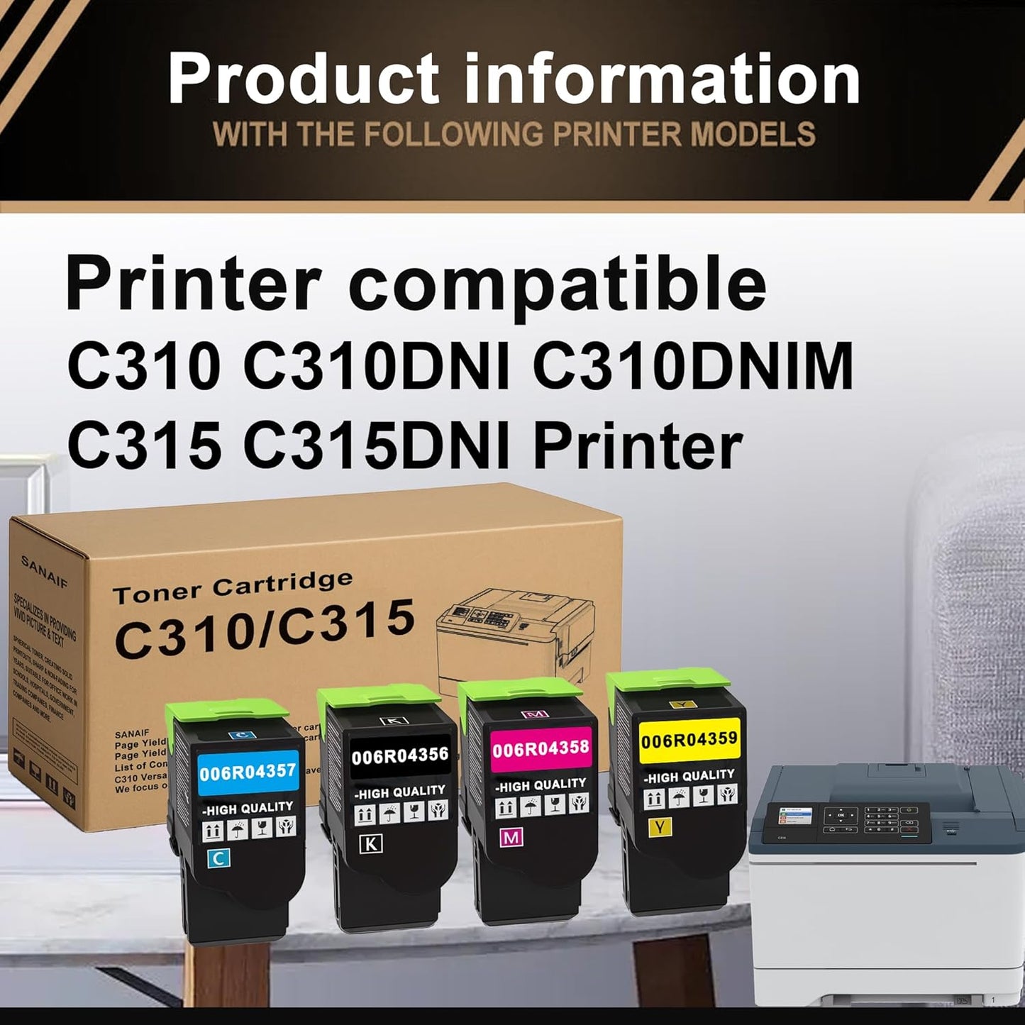 VersaLink C310/C315 Toner Cartridges New Technology High-Yield Replacement for Xerox C310/C315/DNI Series Printer | Replaces 006R04356/006R04357/006R04358/006R04359(BK, C, M, Y)