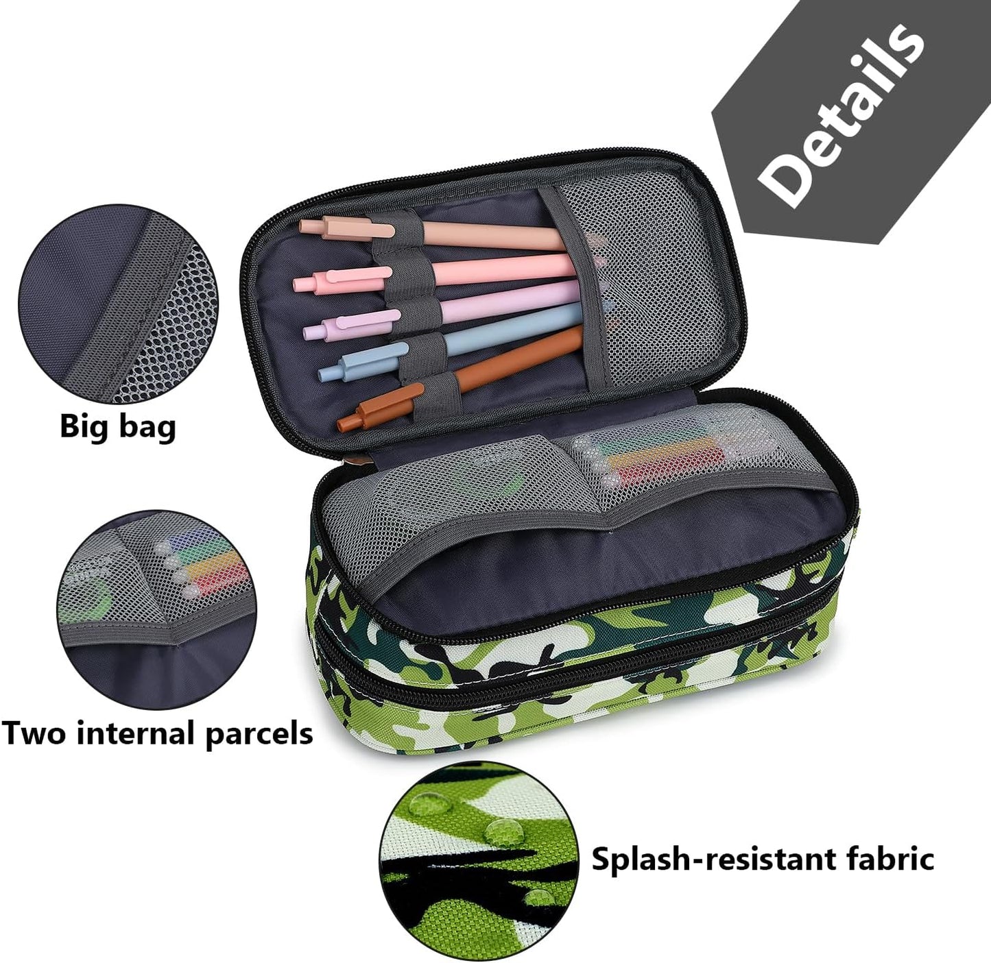 Pencil Cases for kids, Large Capacity Pencil Pouch, Office College School Marker Organizer Case pen for Men Women Adult Teens