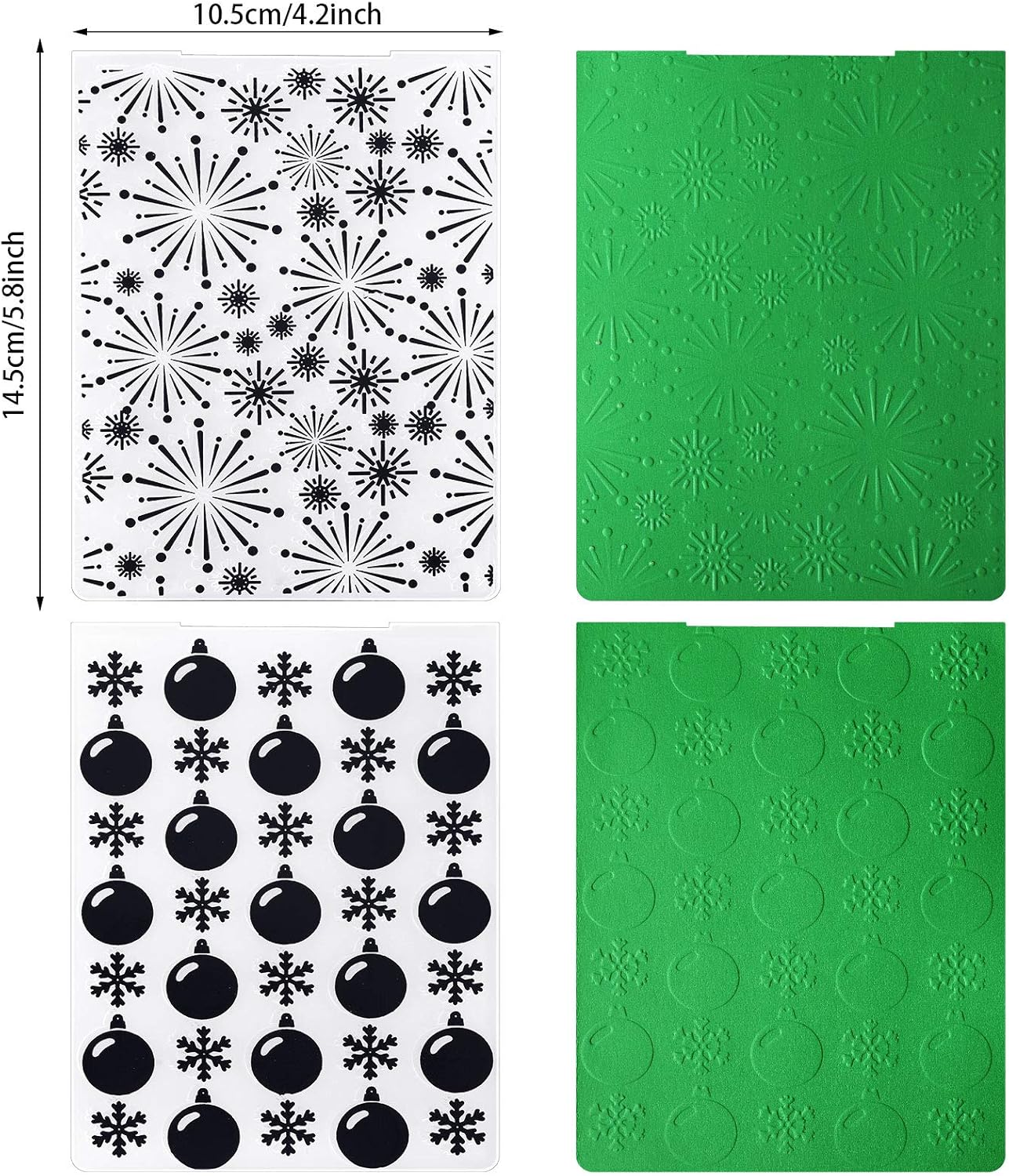 4 Pieces Christmas Plastic Embossing Folder Christmas Embossing Template Snowflake Bells Pattern Scrapbooking Embossing for Christmas Craft Cards Decorations