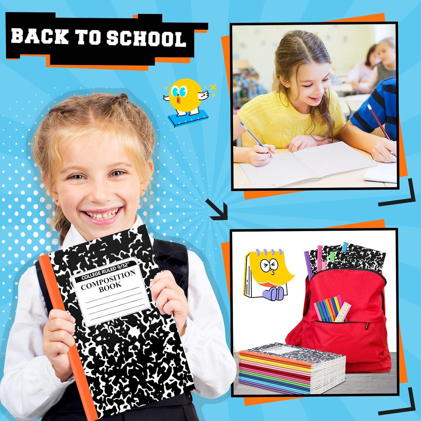 Fainne 100 Pack A5 Composition Notebooks Bulk College Ruled Composition Notebooks Marble Covers Notebook for Student Classroom Office Supplies 30 Sheet/60 Page(Multicolor Spine)