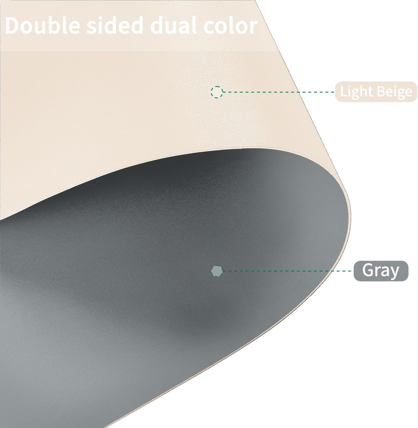 Leather Desk Mat,1.8mm Thick,12x42 Inch Desk Cover,Desk Protector Mat,Dresser Cover Top,Dresser Top Cover,Dresser Top Protector,Desk Covers On Top of Desks(Off White+Light Gray,12×42)