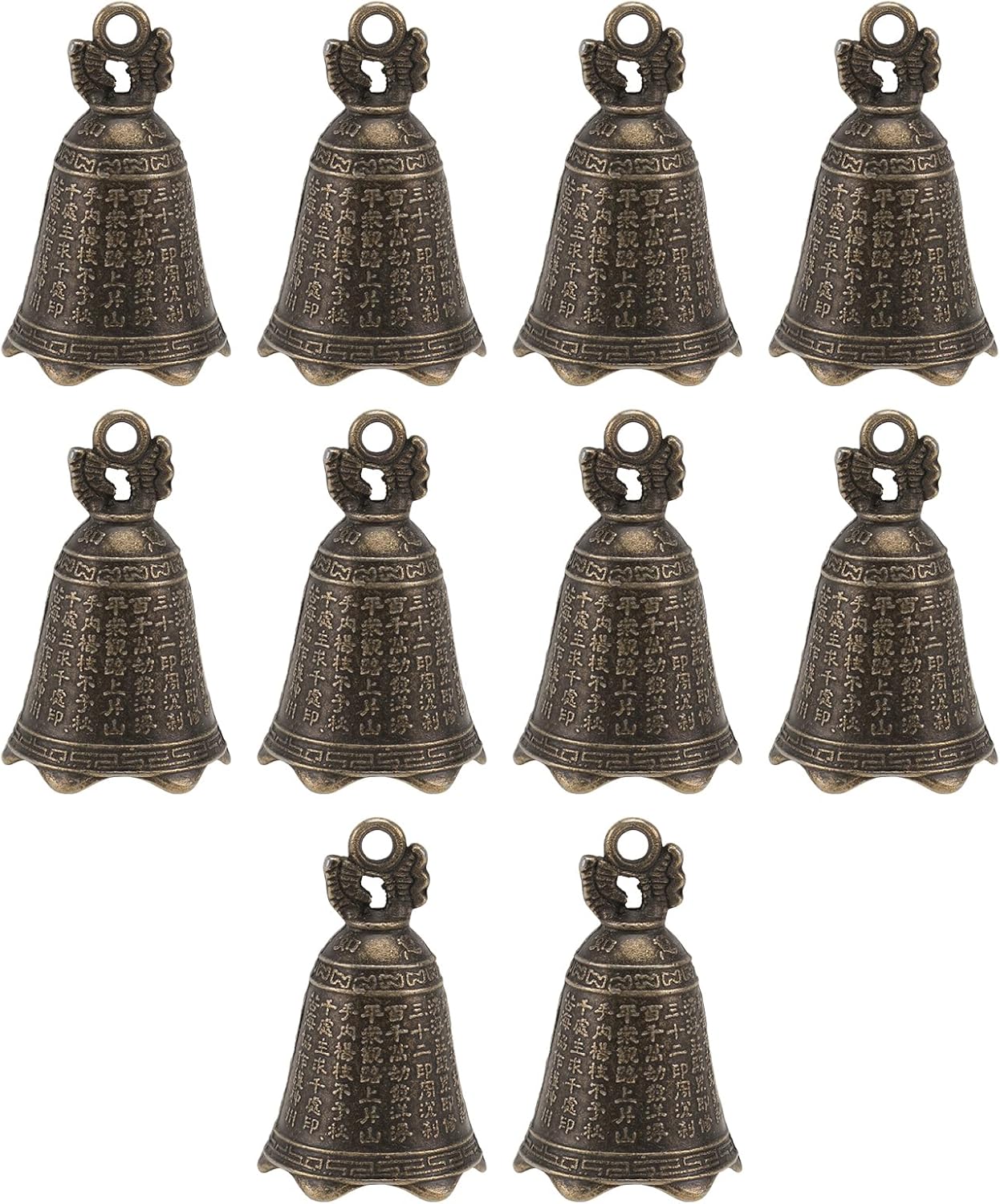 DOITOOL 10Pcs Vintage Bell Iron Bell Charm Craft Retro Bell Figurine Mini Jingle Bell Feng Shui Bell for DIY Wind Chimes Doorbell Keychain Pendants