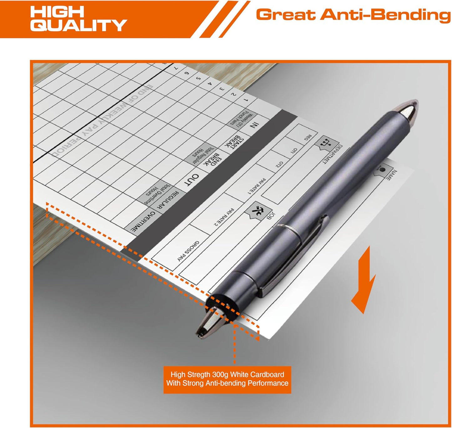 100 time Cards for HN4000, HN2000, HN2500, HN4500 time Clocks and More, Card Numbers 1-50, with pre-Punched Holes Employee time Cards (with Separate Box)