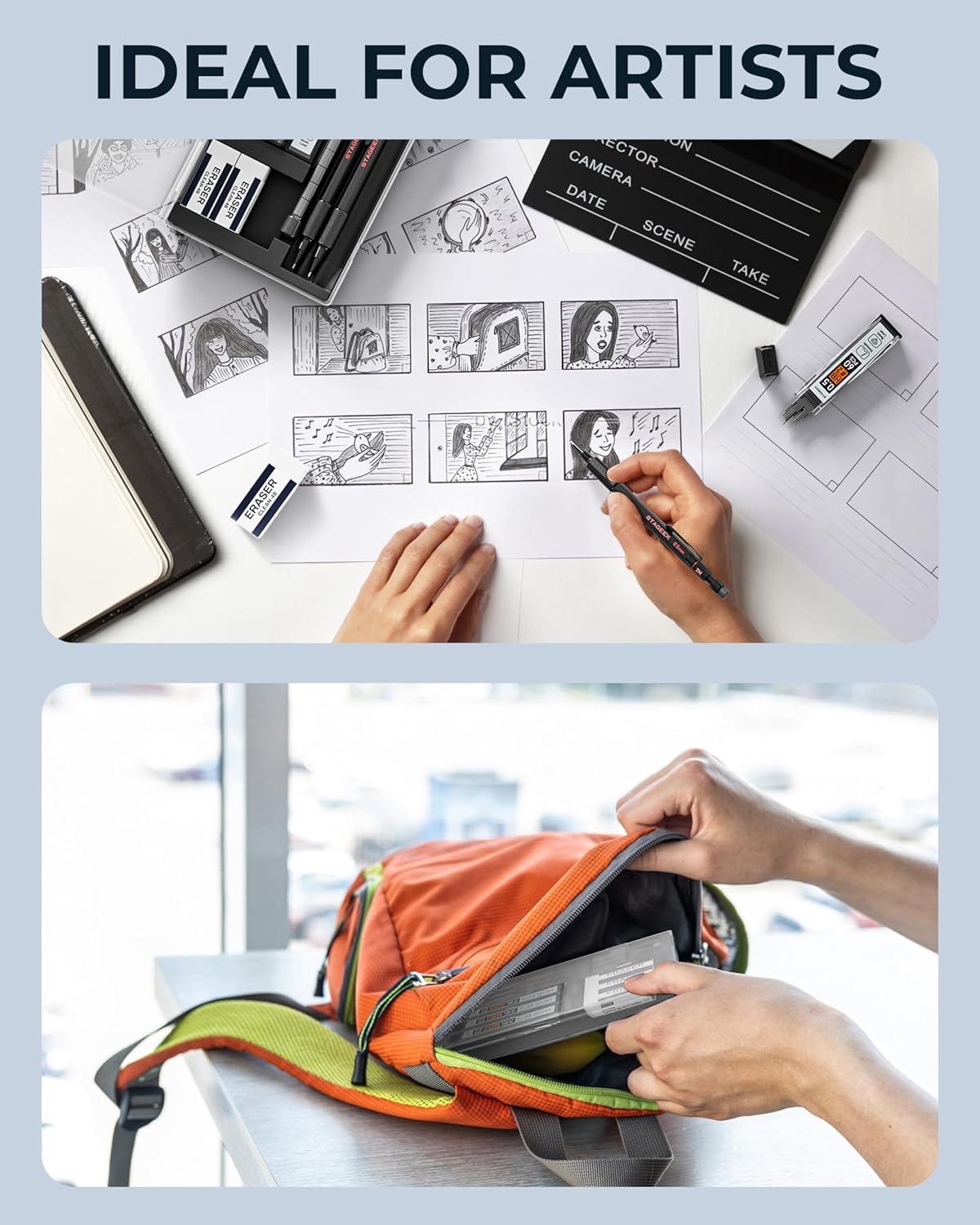 Mechanical Pencils 0.5 with Case, Metal Weatherproof Body Outdoor Artist Mechanical Pencil with 120 PCS HB & 2B Lead Refills, Eraser, for Writing Drafting Drawing and Sketching