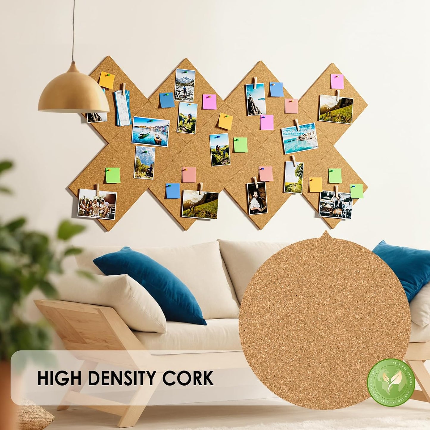 MaxGear Large Cork Board for Wall 36" x 24", 6 Pack Cork Board Tiles with 20 Pushpins & Safe Removable Adhesive Tabs, 12" x 12" Corkboards for Office, School & Home