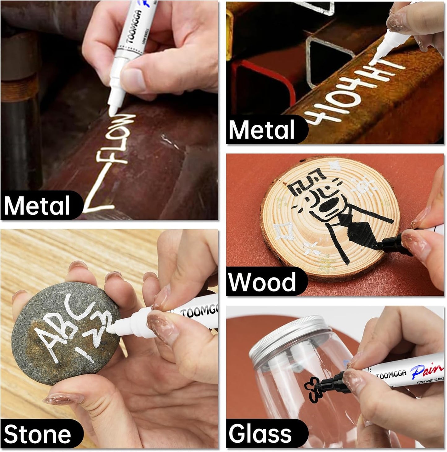 Yellow Permanent Paint Pens Paint Markers - 2 Pack Oil Based Markers, Quick Drying and Waterproof Marker Pen, Car Tire, Metal, Rock Painting, Wood, Ceramic, Plastic, Canvas, Mugs, Medium Tip