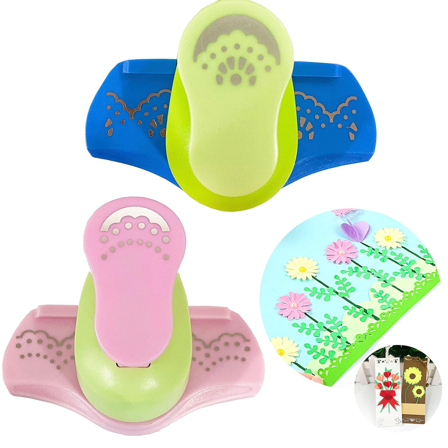 MIAO JIN 2PCS Craft Punch Hemming Big Tool Edge Paper Puncher Hand Scrapbooking Fancy Border Perforator Fancy Hole DIY Art scrapbooks, Gift Cards, Wedding Cards, Decorations