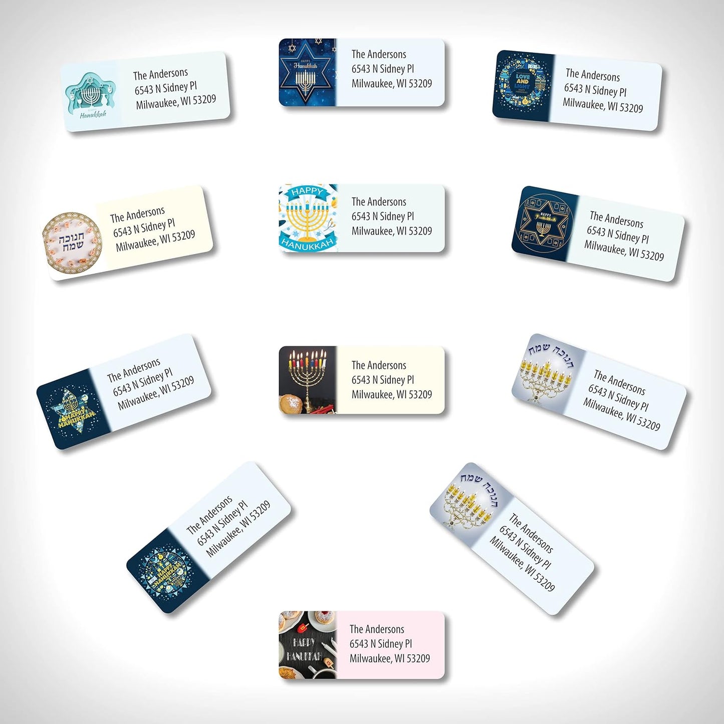 Customized Personalized Hannukah Address Labels - Made in The USA by Kenco (250 Labels, Hannukah)