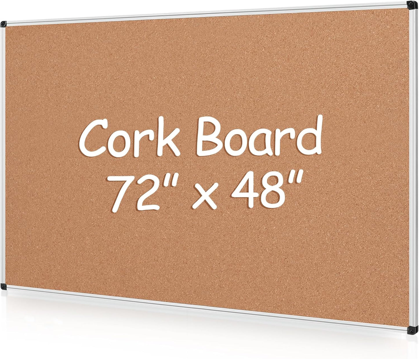 Board2by Extra Large Cork Bulletin Board 72" X 48", Silver Aluminum Framed 6'x4' Corkboard for Wall, Wall Mounted Notice Pin Board with 18 Push Pins for School, Home & Office