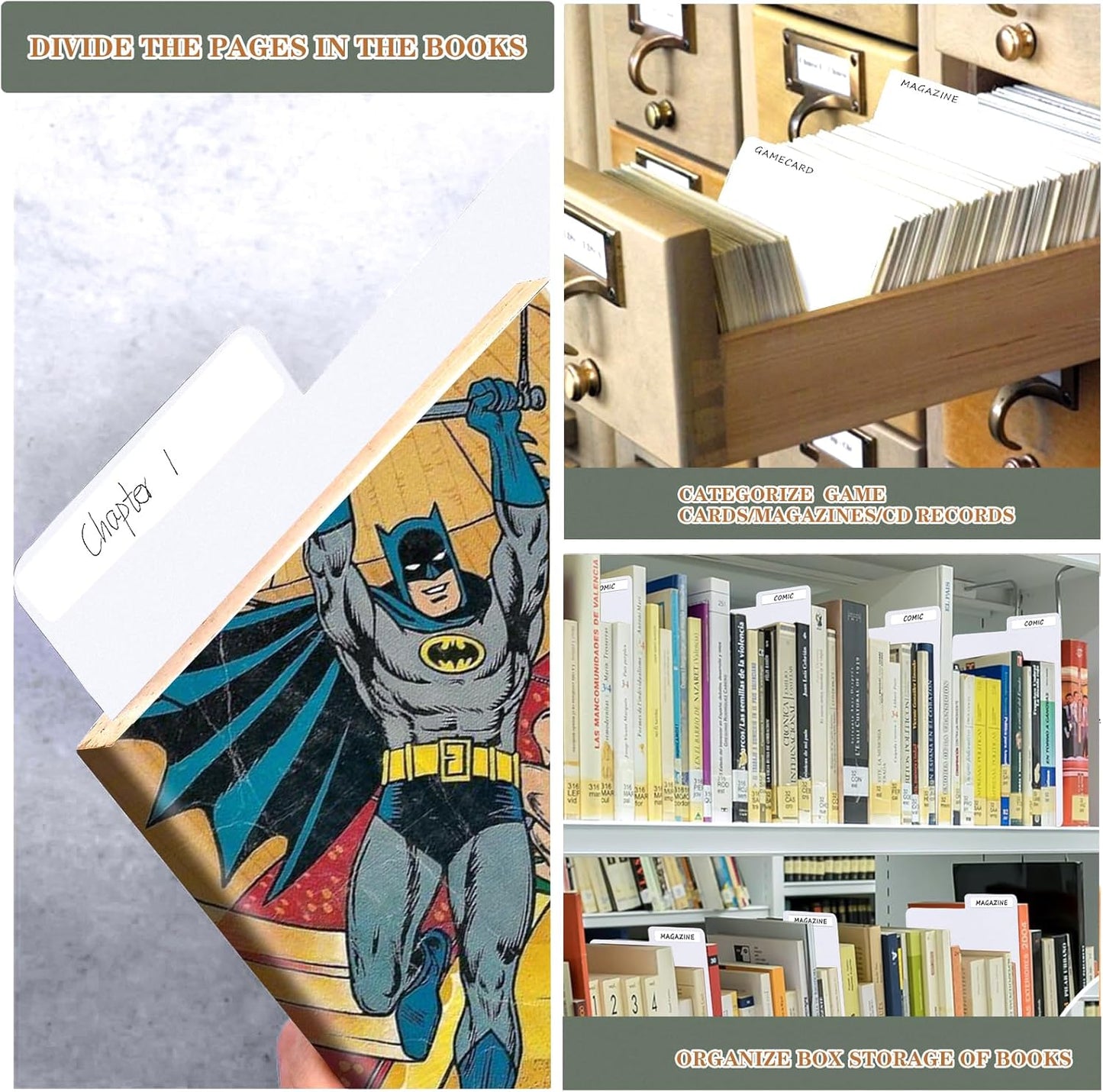 150 Pieces Comic Book Dividers with Tabs,Patient Divider Cards,Card Dividers Comic Book Boards for Storage Boxes 11.22 X 7.24 Inche