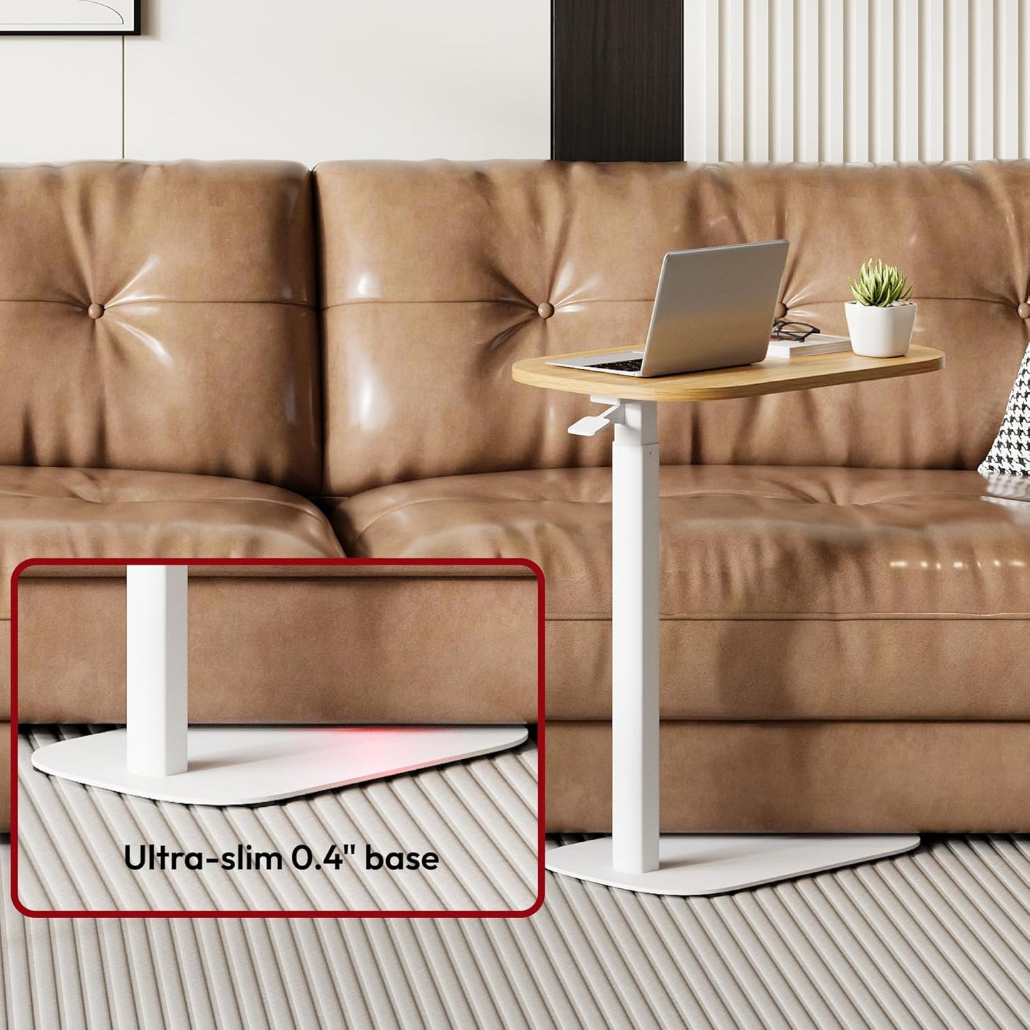 SANODESK Small Standing Desk Pneumatic Height Adjustable Small Sit Stand Desk Laptop Desk Overbed Table Computer Cart for Home Office Computer Workstations(23.6" W x 13.8" D,Maple)