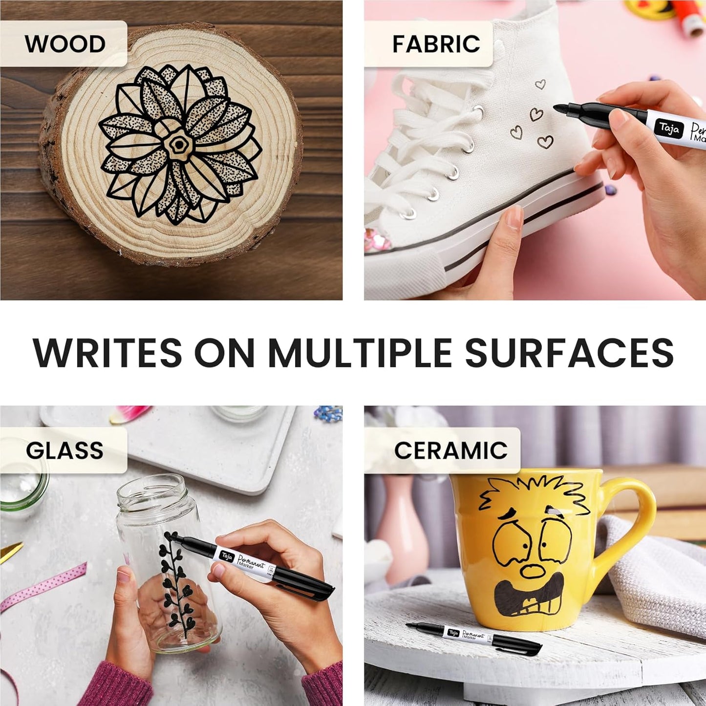 Permanent Markers Fine Tip, 30 Pack Black Quick-Drying and Fade-Resistant Permanent Markers Bulk Set for Writing and Drawing on Wood, Plastic, Metal, Glass, Stone, Ideal for Office School Supplies