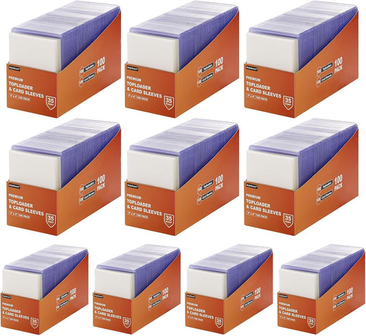 2000 Card Sleeves Top Loaders for Cards, Arjiekwei 3"X4" Baseball Card Protectors Hard Plastic, Premium Toploader Card Holder for Trading Sport Football Game Card(1000 Top Loaders + 1000 Card Sleeves)