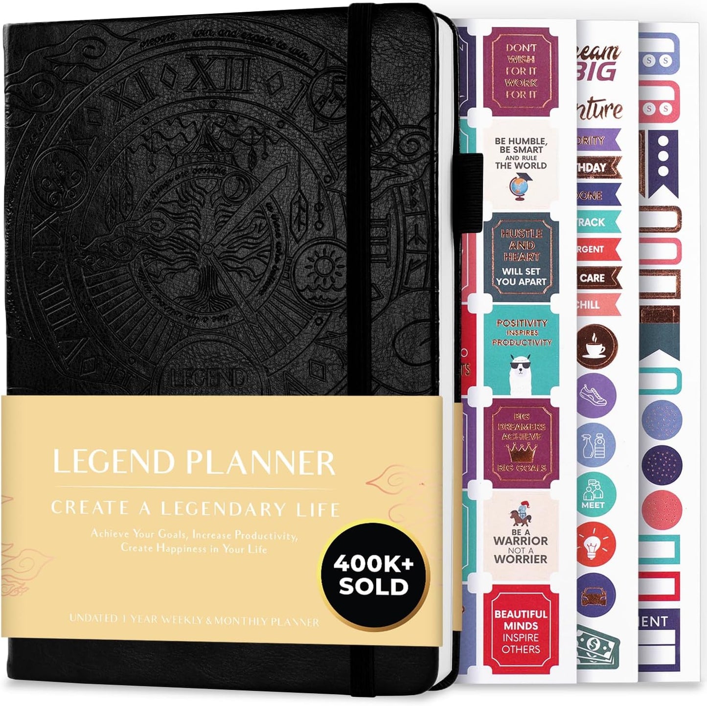 Legend Planner – Weekly & Monthly Life Planner to Hit Your Goals & Live Happier. Organizer Notebook & Productivity Journal. A5 (Black)
