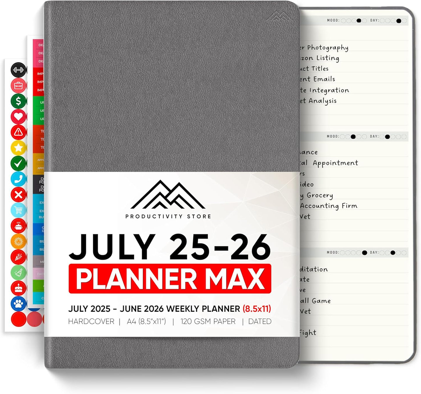 July 2025-2026 Planner 8.5 x 11 Pro Max - Dated Productivity & Academic 2025-2026 - Daily, Weekly & Monthly Planner With July Start Date - A4 - Productivity Store