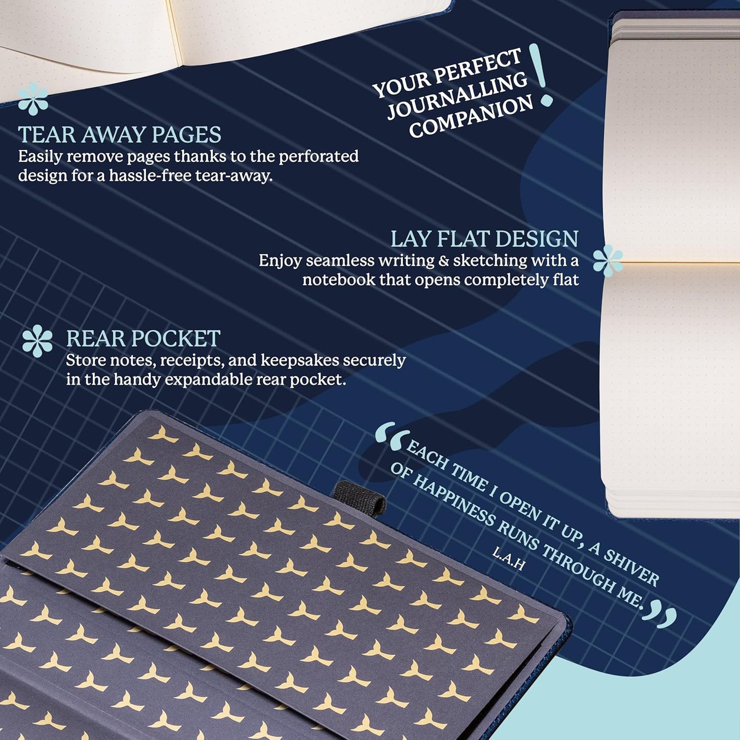 Dingbats* Wildlife Plain Writing Journal Notebook A5 - Vegan Leather Hardcover - Ideal for Work, Travel - Pocket, Elastic Closure, & Bookmark