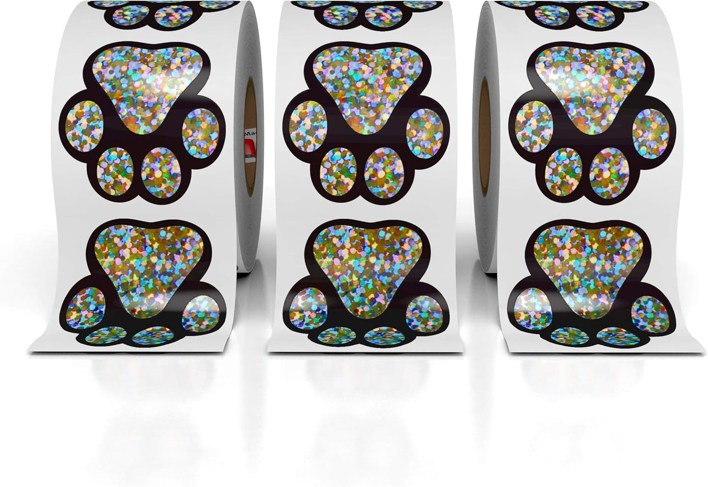 Paw Prints Animal Stickers- 500 1.5" Labels, Dog Paw Prints for Kids, Parties, Vets, Kennels, and Mailing. Made in The USA by Kenco (Glitter Holo Paws)