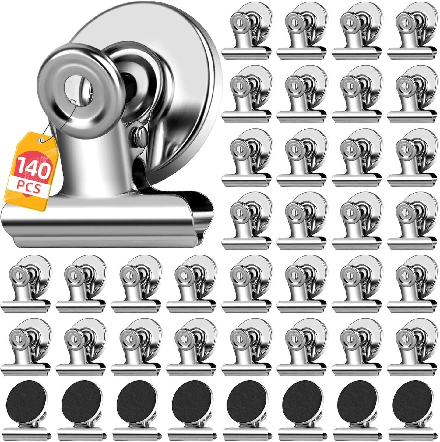 140 Pack Fridge Magnets Refrigerator Magnets; Strong Magnetic Clips Heavy Duty; Detailed List Display Paper Fasteners on Home Office Teaching (Silver)