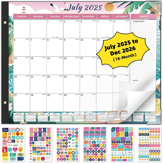 Ospelelf Desk Calendar 2025-2026 Large 22'' x 17'' Calendar 2025 Monthly Desktop Calendar, 18 Month Calendar, Use July 2025 - Dec 2026, Seasons