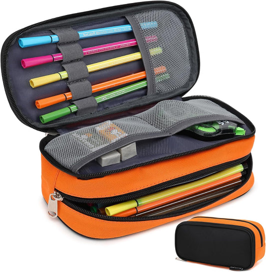 Large Capacity Pencil Case Multi-Slot Pencil Pouch Durable Pencil Box Portable Office Pen Bag with Zipper