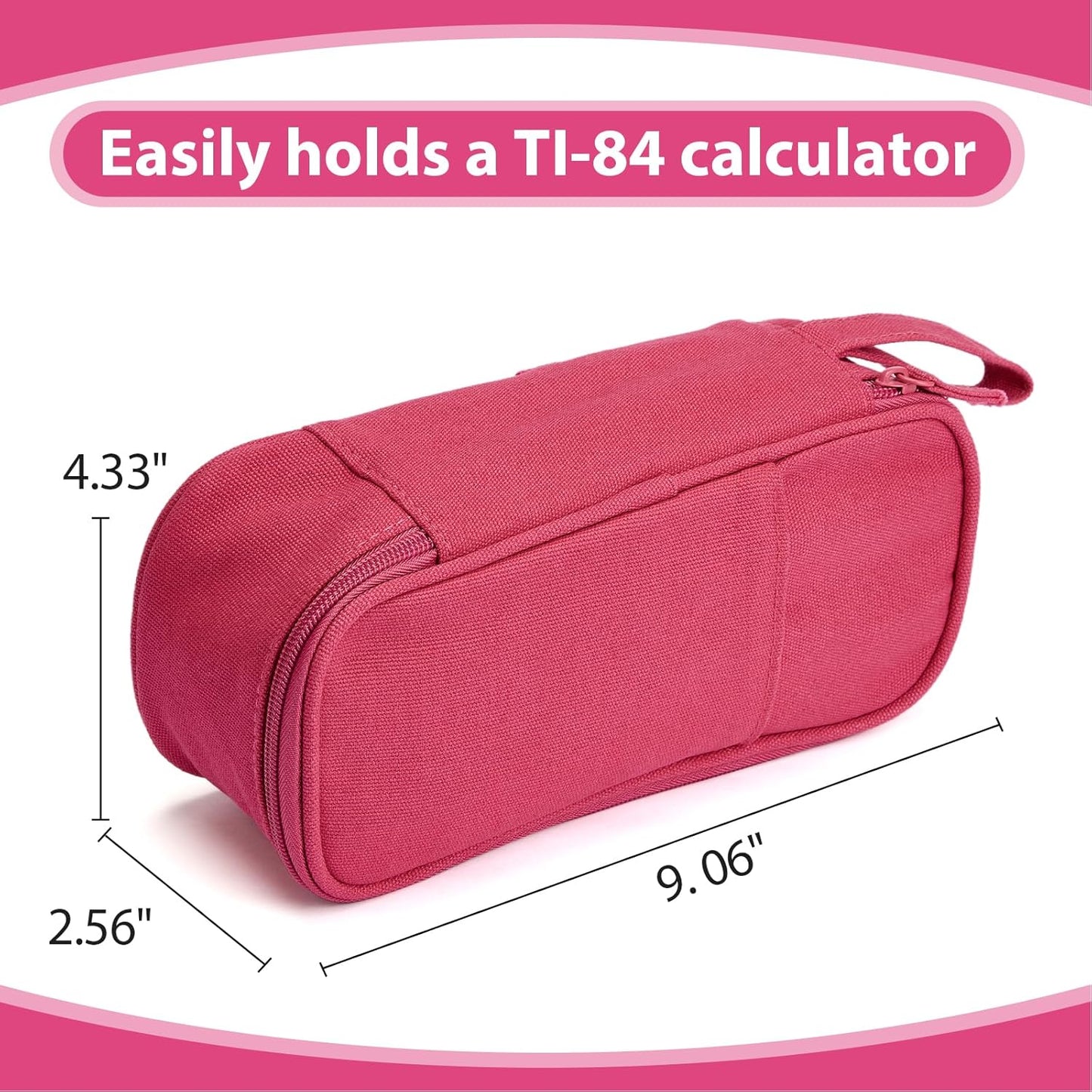 Pencil Case Pouch Box Bag School Supplies Girls Boys Kids, Cute Preppy Stuff Large Big Capacity Aesthetic Pen Organizer, Back to College Stationary, Dark Pink, Heavy Duty Canvas, 1800ml