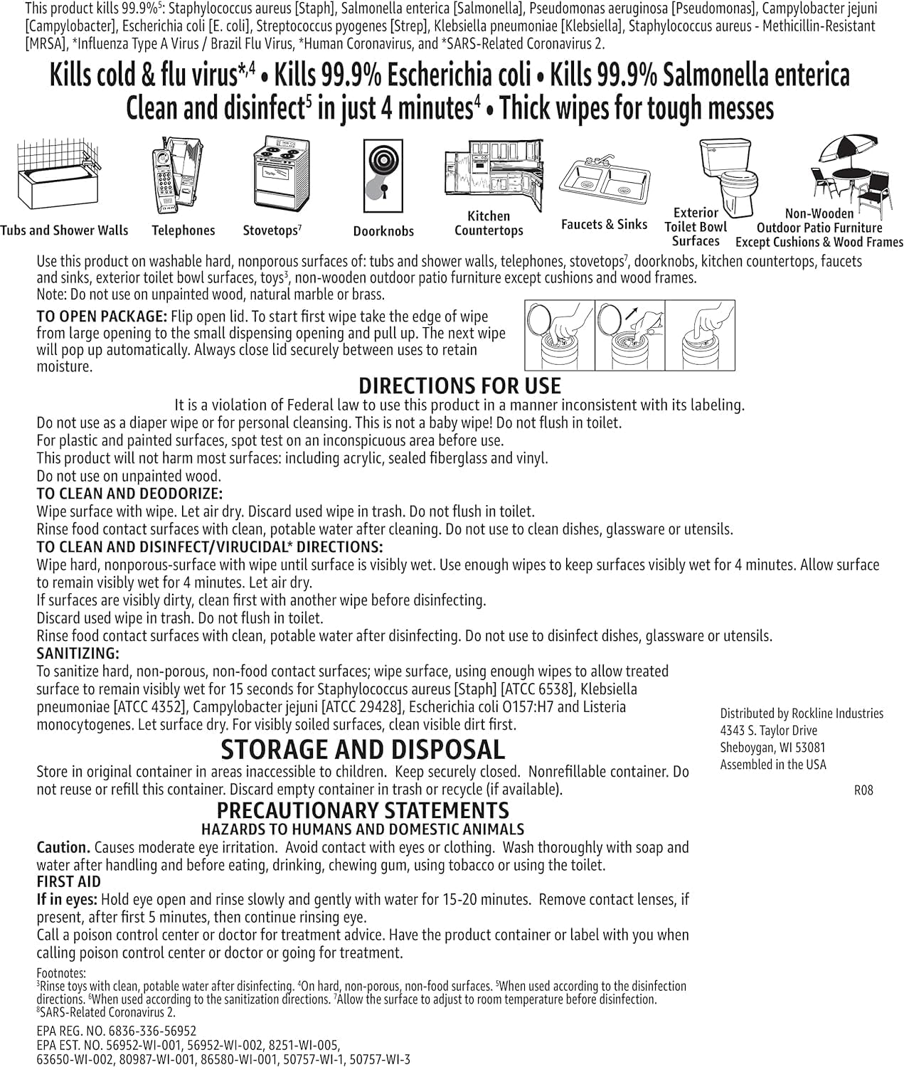 Amazon Basics Wipes, Lemon & Fresh Scent, Sanitizes/Cleans/Deodorizes, 340 Count (4 Packs of 85)