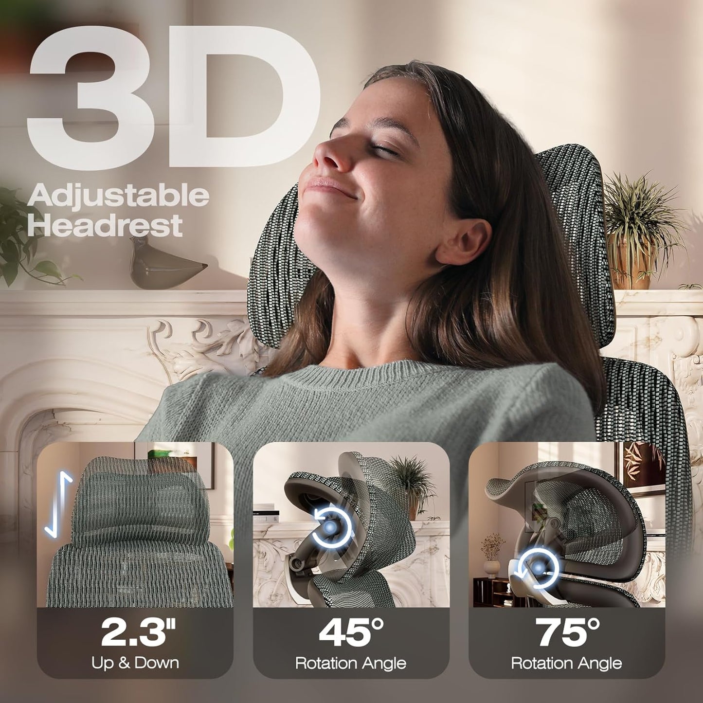 ELABEST X100 Ergonomic Office Chair with Footrest, Big and Tall Home Desk Chair with 5D Flip-Up Arms, Adjustable 6D Lumbar Support,High Back Rolling Computer Chair, Swivel Mesh Chairs (Forest Ranger)