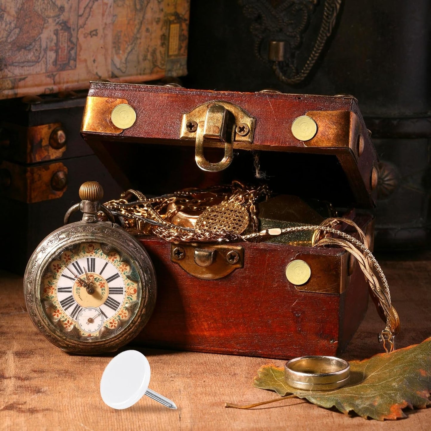 uxcell 120Pcs Push Pins, 11mmx15mm Round Flat Head Decorative Thumb Tacks Upholstery Tacks for Cork Board Office Wall Hangings, White