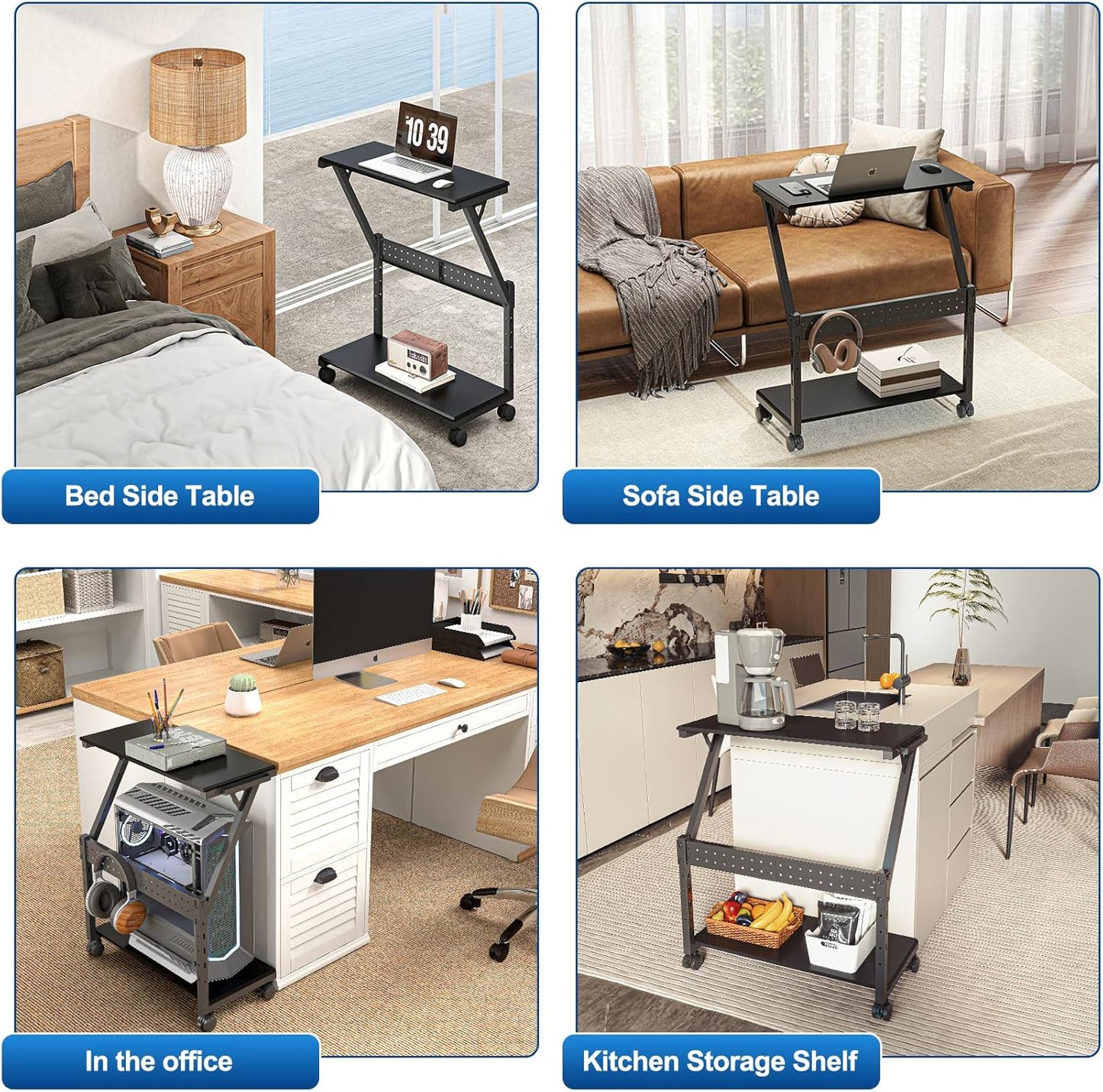 Suptek Computer Tower Stand,Height Adjustable PC Tower Stand/Cart with Wheels, Mobile Rolling CPU Holder, Computer Cart Side Stand for Computer Desk,23.22"-31.10"Hx25.19" Lx11.81" W, Black