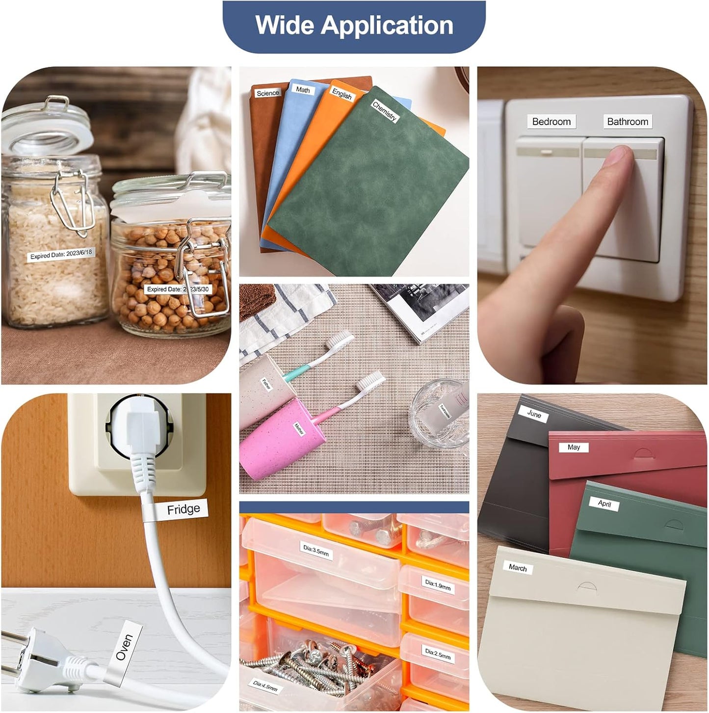 Unismar 100-Pack Compatible for Brother Black on White 12mm Label Tape Replacement for Ptouch PTD200 PTD202 PTD210 PTD600 PTD400 PTH100 PTH110 PT1280 Label Printer 26.2Ft(8m)