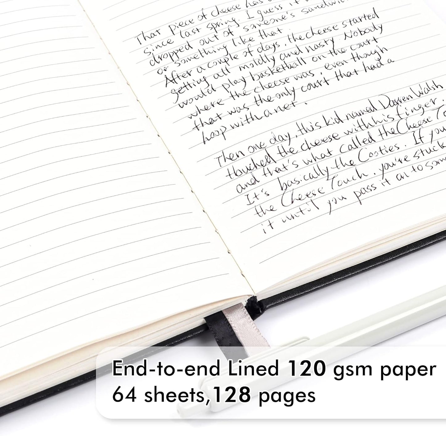 feela 8 Pack Journal Notebook Bulk for School, Hardcover Business Notebooks Classic Ruled Lined Journals with Pen Holder for Work Note Taking, with 8 Black Pens, 120 GSM, 5.1”x8.3”, A5, Black