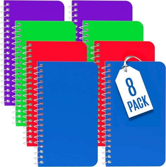 Pocket Notebook, Small 3x5 Notepad | College Ruled, Mini Spiral Notebooks 8 Pack, On the Go Writing, 60 Sheets per Note Pad | Assorted Colors, for School, Home, Office, Premium Thick Paper