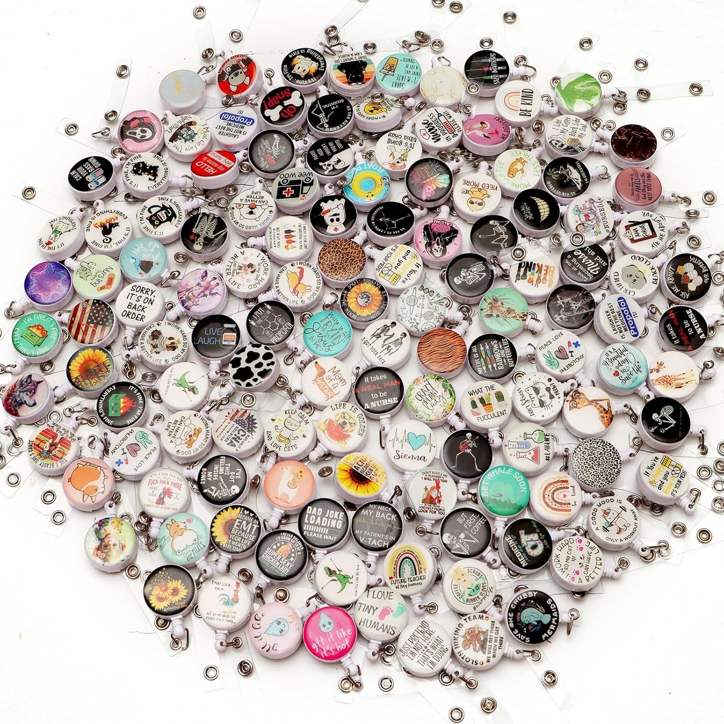 15Pcs Nurse Badge Reels Retractable Badge Holders ID Badge Holder Retractable Badge Clip Nurse Badge Reel for ID Card Holder