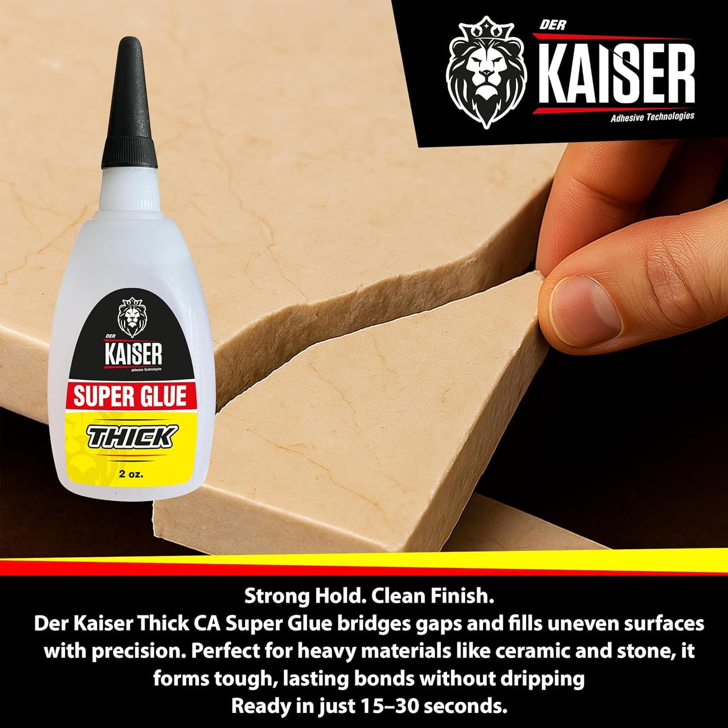 Thick Cyanoacrylate (CA) Super Glue – 4 Pack (4 x 2 oz Bottles) – Gap-Filling Adhesive for Wood, Marble, Stone, and Heavy-Duty Applications