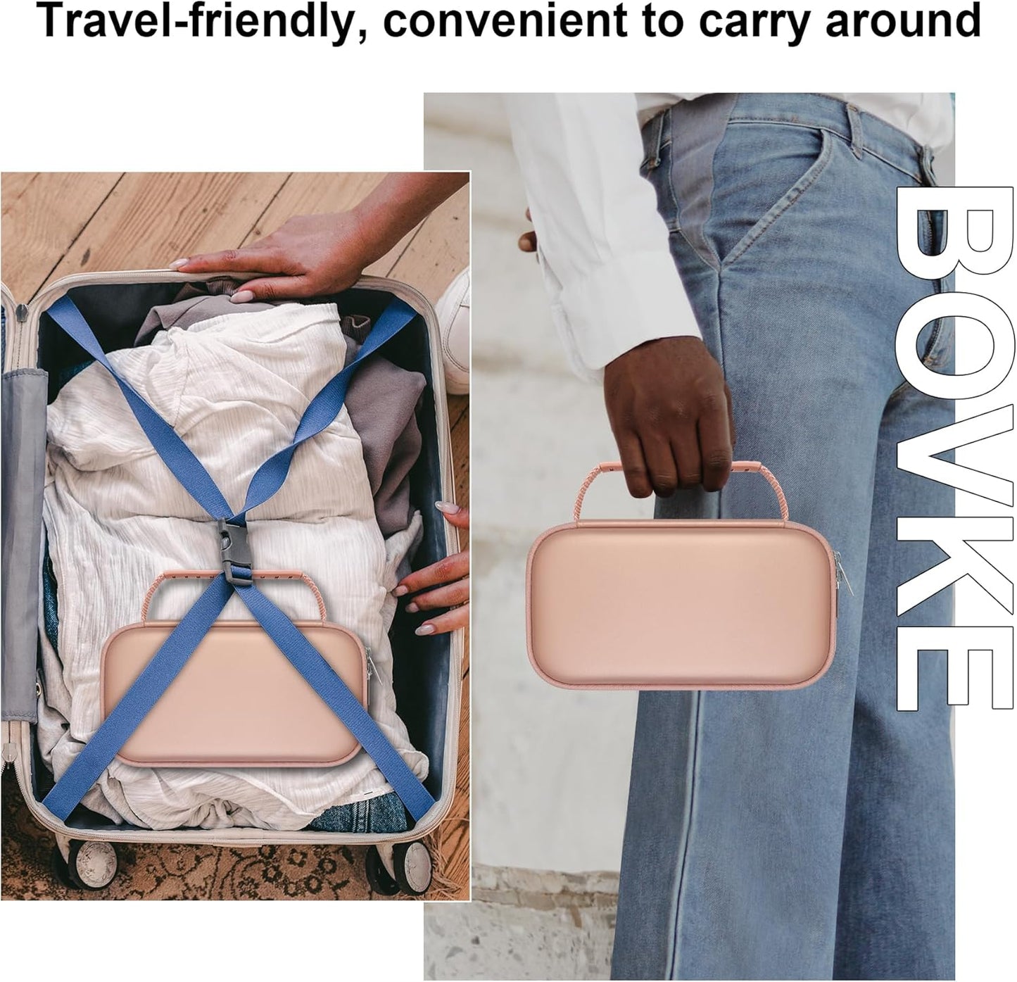 BOVKE Calculator Travel Case for Texas Instruments TI-Nspire CX II CAS/CX II/CX/CX CAS Graphing Calculators and More - Mesh Pocket for USB Charging Cables and Other School Supplies, Rose Gold