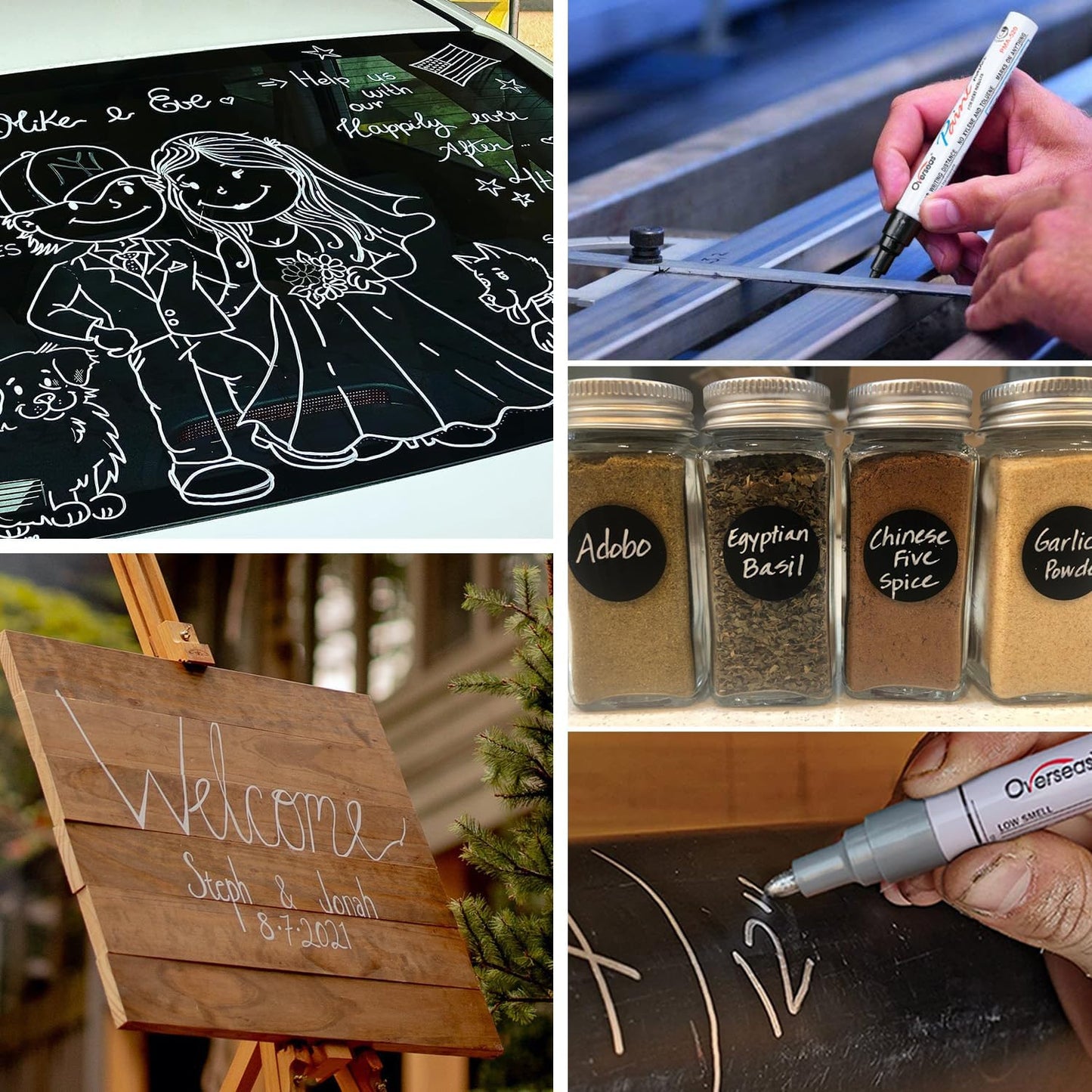 Overseas 48 Gold Paint Pens, Oil Based Permanent Markers Set - Quick Drying, Waterproof, Fade-Resistant, Medium Tip Paint Markers Bulk for Wood, Metal, Rock, Ceramic, Plastic, Canvas, Glass, Rubber