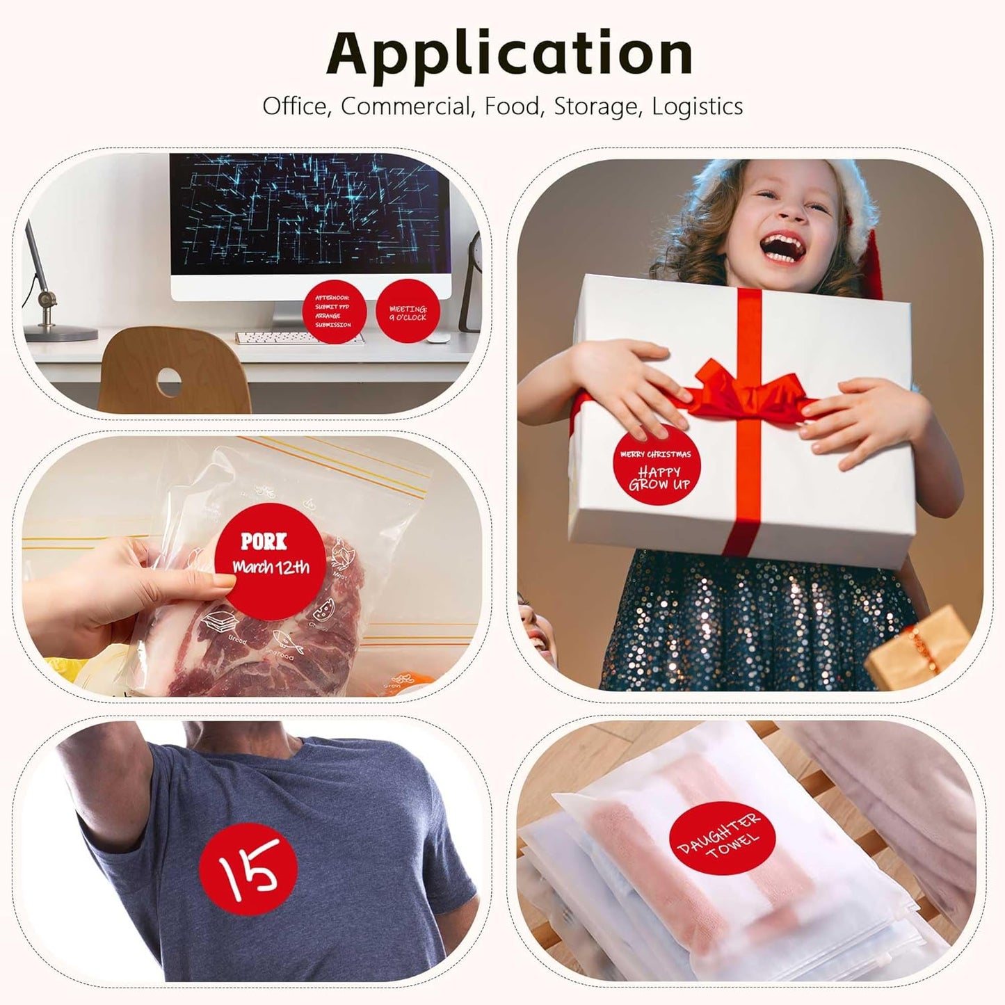 PARLAIM 3”Color Coding Labels Stickers,4Rolls/2000per Dispenser Box Round Adhesive Circle Dot Stickers for Inventory Office Home (Red)