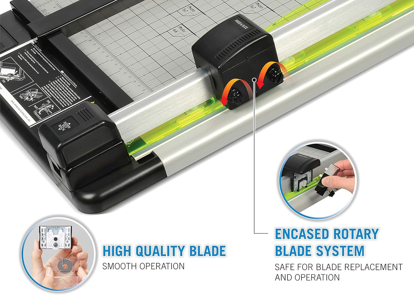 CARL Heavy Duty Rotary Paper Trimmer - 12238, Black/Silver, 18inch